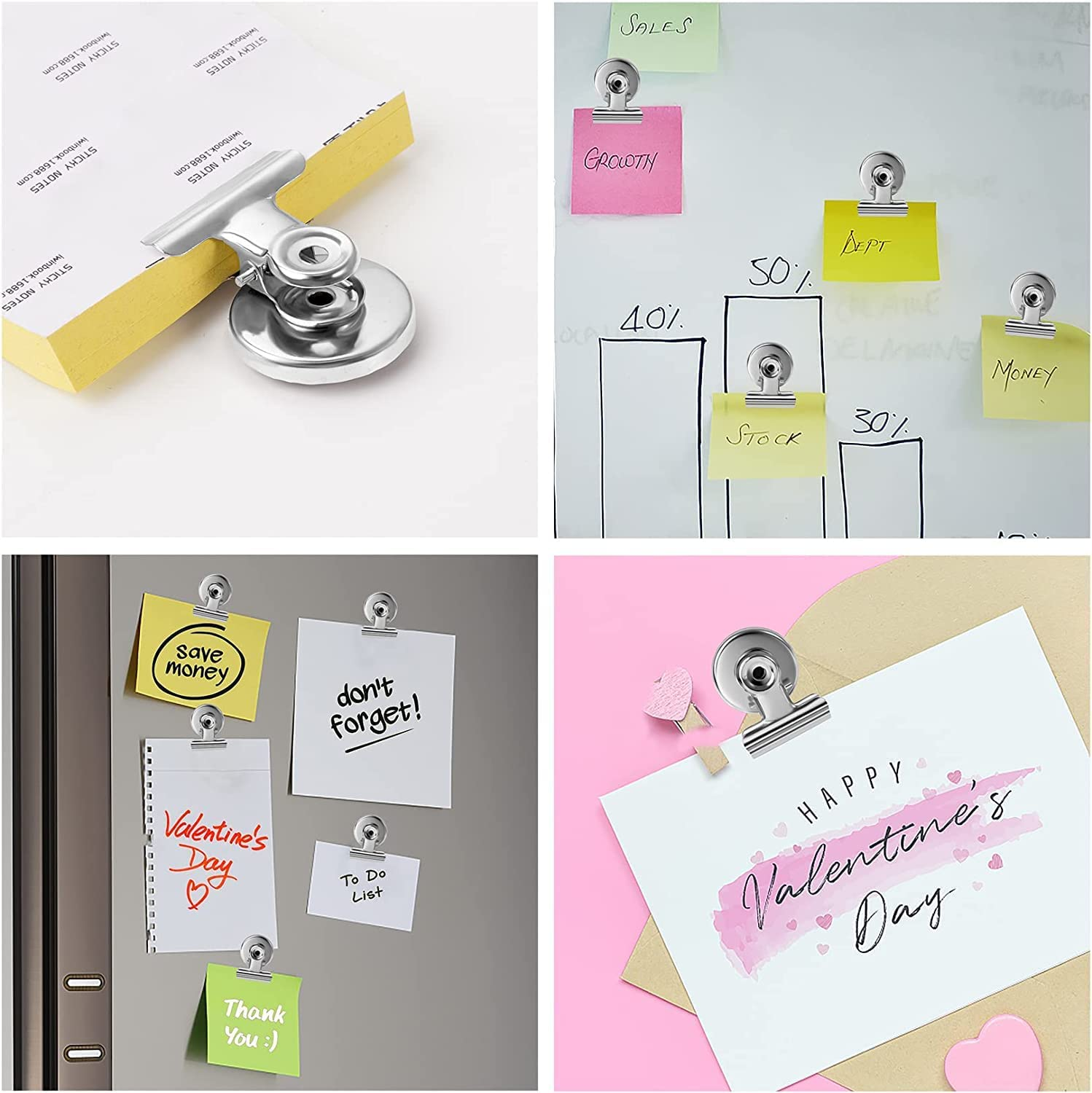 24 Pcs Magnetic Clips, Strong Fridge Magnets Refrigerator Magnets with Clips, Heavy Duty Fridge Magnet Clips Whiteboard Magnets for Office School Kitchen Home Supplies image number 2