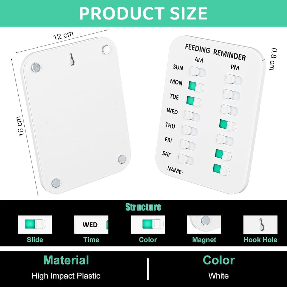 Dog Feeding Reminder Board &ndash; Magnetic AM/PM Daily Tracker for Pet Food & Medication, Prevents Overfeeding, Fridge Sticker with Double-Sided Tape for Dogs and Cats (White) image number 2