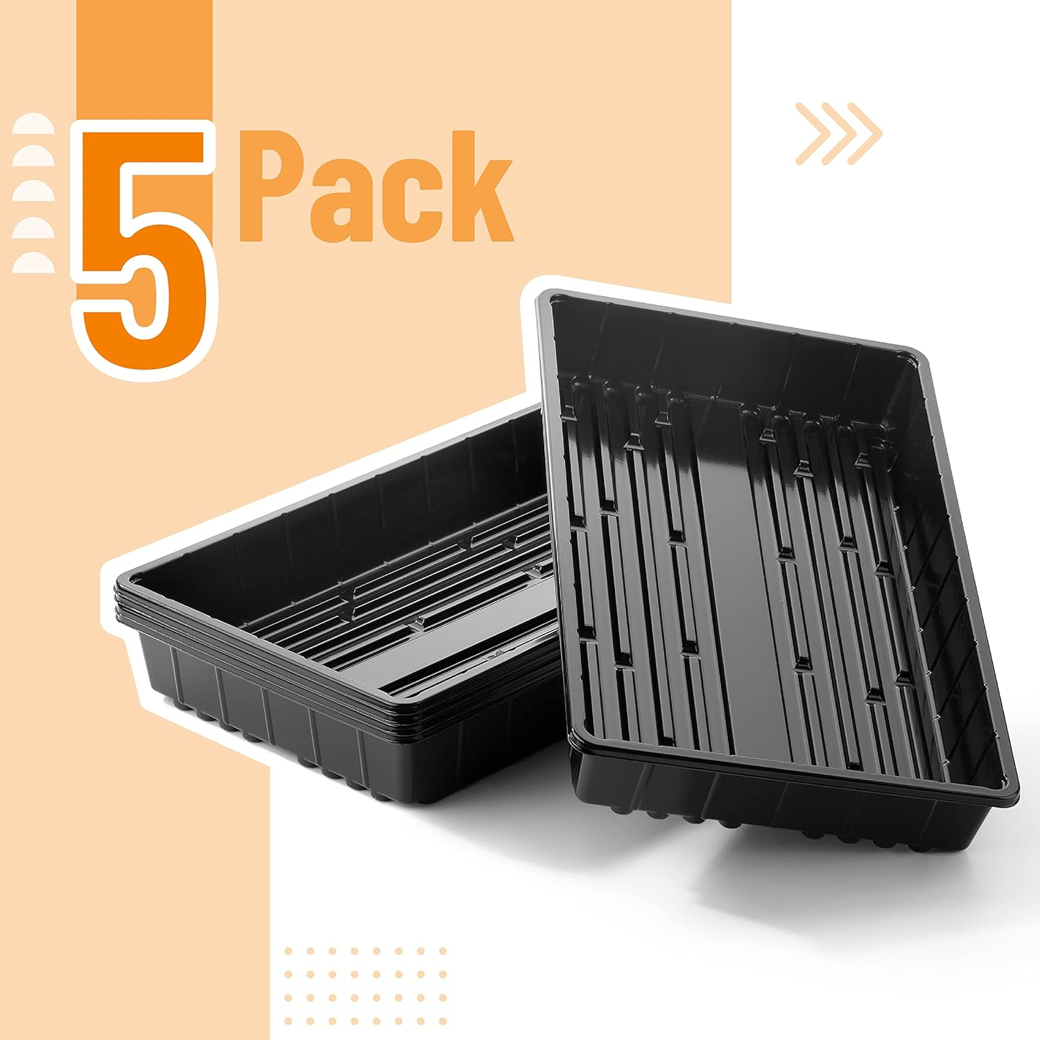 Mr. Pen- Plastic Growing Trays, 5Pack, Black, 17X10, Plant Tray, Seed Tray, Seedling Tray, Propagation Tray, Plant Trays for Seedlings, Planting Trays, Microgreens Growing Trays, Seedling Starter Tray