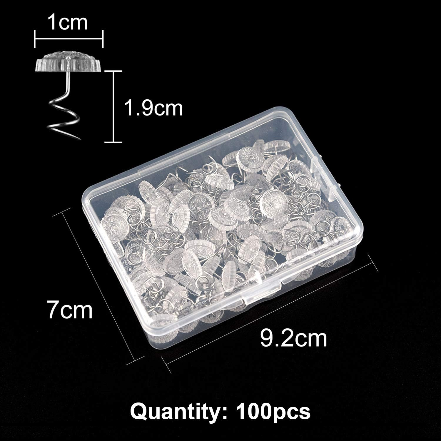 KUUQA 100 Pieces Upholstery Twist Pins Clear Heads Bed Skirt Pins for Slipcovers and Bedskirts