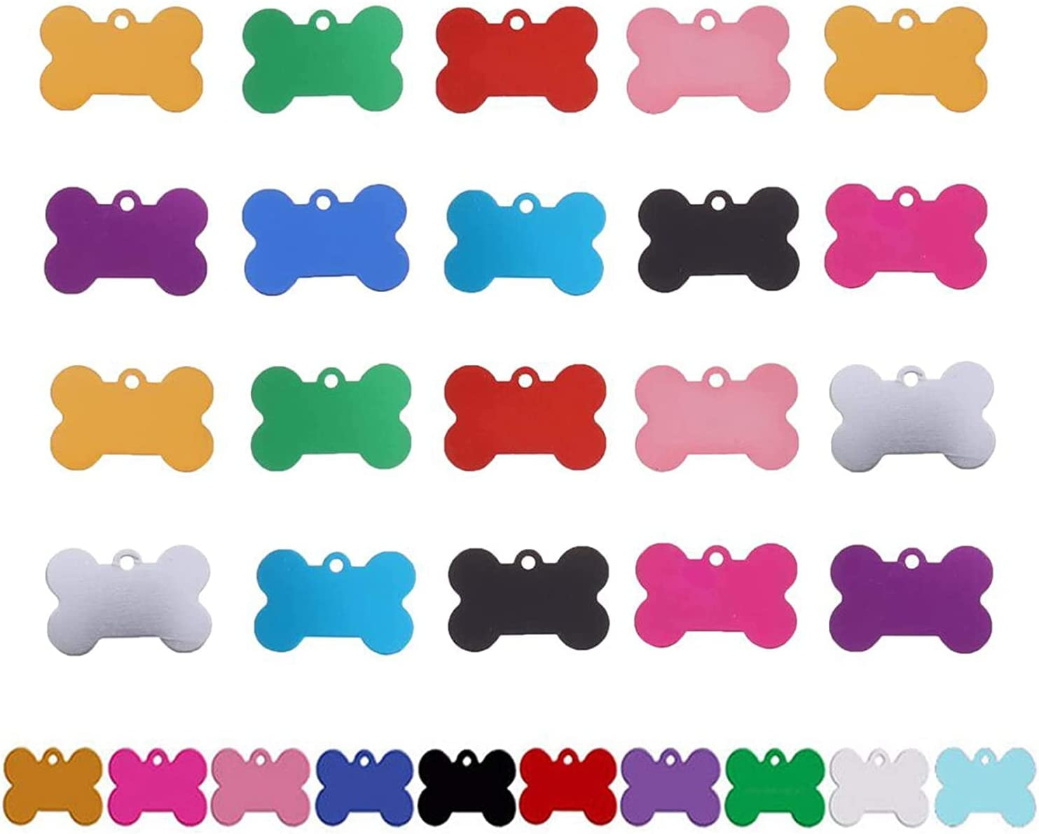 30 PCS Blank Dog Tags，Pet ID Tag Bone Shape, Aluminum Alloy for Dogs and Cats Pet ID Tag(38Mm) image number 3