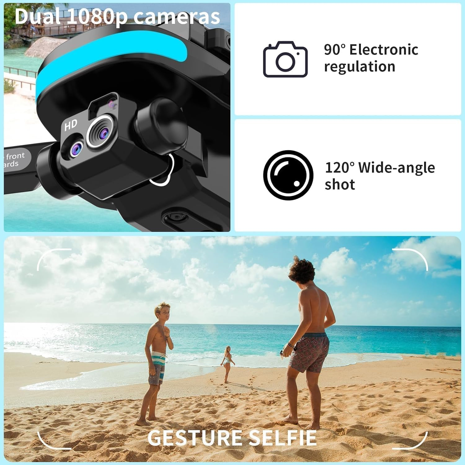 B-Qtech Mini Drone with 4K Camera, RC Foldable Wifi Drone, 2 Batteries, 360&deg; Obstacle Avoidance, Easy to Fly Kids Gifts Toys for Boys and Girls image number 2
