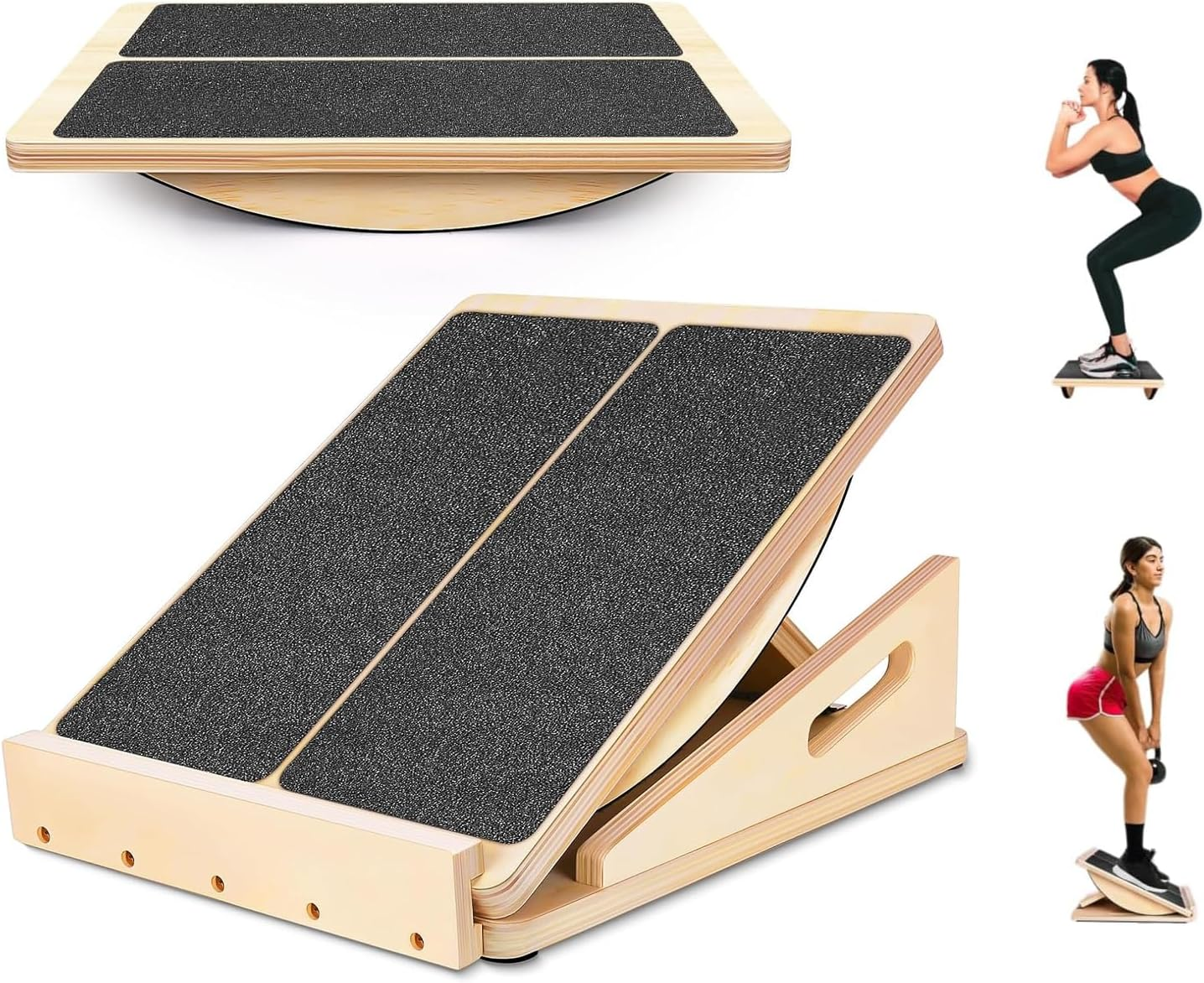 Portable Wooden Slant Board for Calf Stretching, Adjustable Incline Calf Stretcher for Knees Ankle Heel Feet Leg, Squats & Physical Therapy, Natural 39 * 29 * 11Cm image number 6
