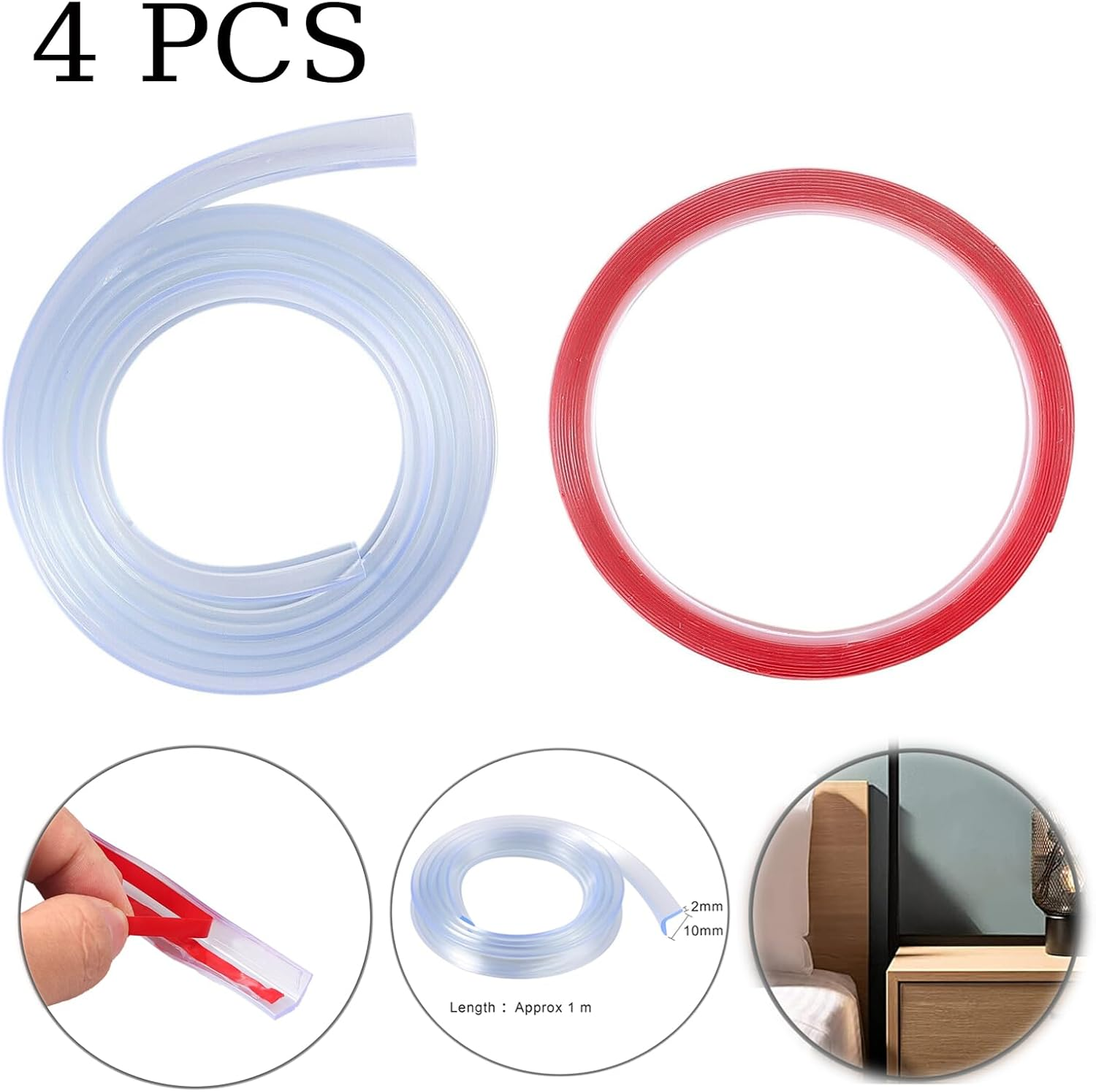 Anhoer Clear Edge Protector Strip for Kids Transparent Table Corner Protectors Corner Protectors 4Pcs Furniture Table Edge Protectors Corner Guards 1M image number 2