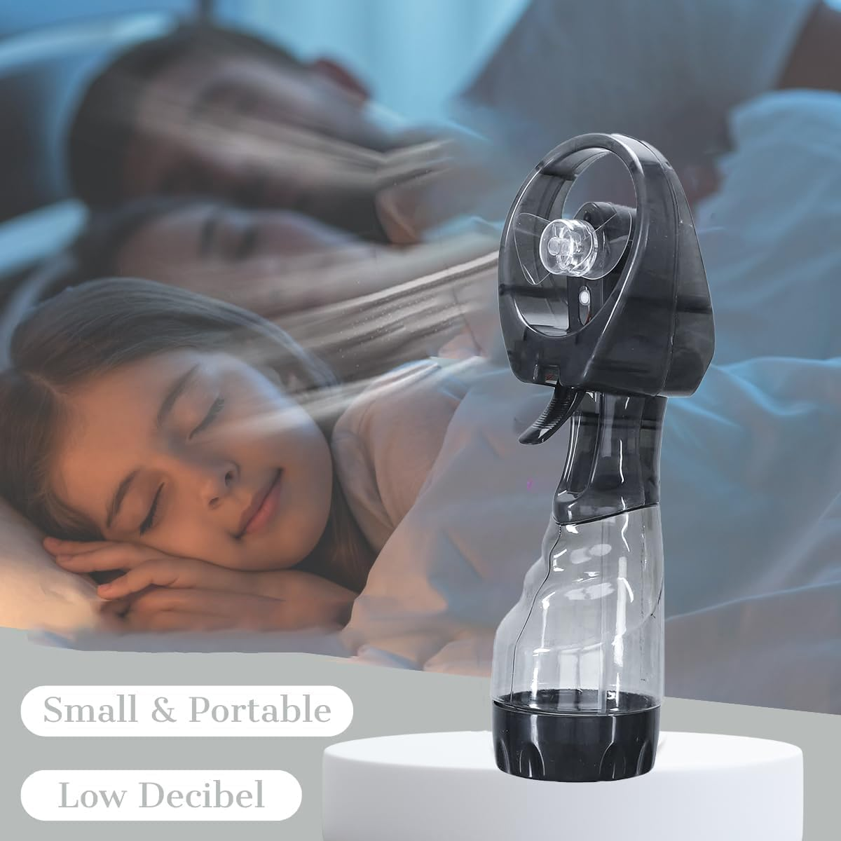 Portable Handheld Mini Mist Fan with Water Spray. Cooling Cold Water Spray Fogging Fan (Black) image number 3