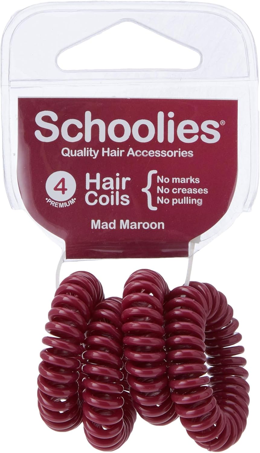Schoolies Hair Accessories Hair Coils 4 Pieces, Mad Maroon