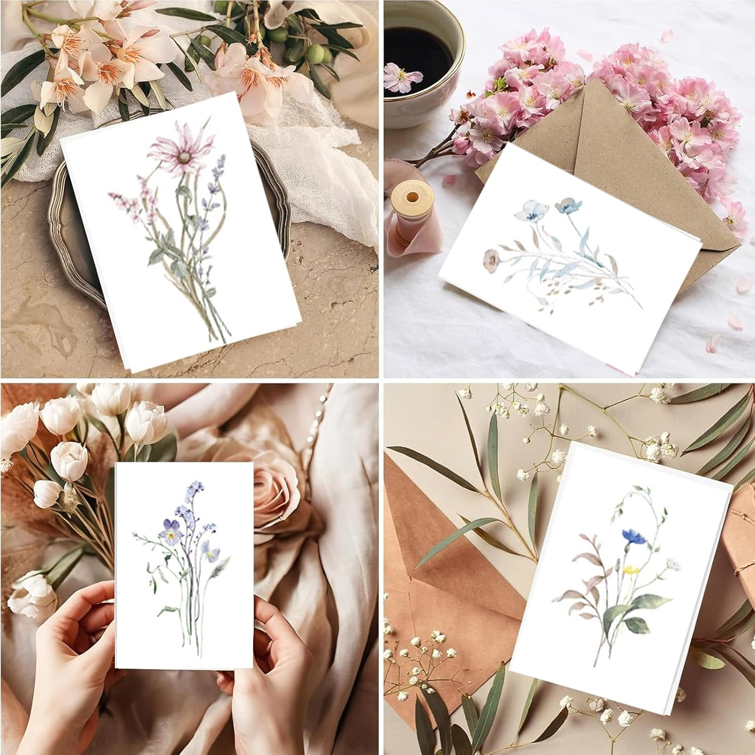 60PCS Blank Cards & Envelopes & Stickers, 4X6 Blank Greeting Cards, Beautiful Greeting Card, Elegant Floral Note Cards, Empty Stationary Set for All Occasions9(20Cards+20Envelops+20Stickers) image number 4