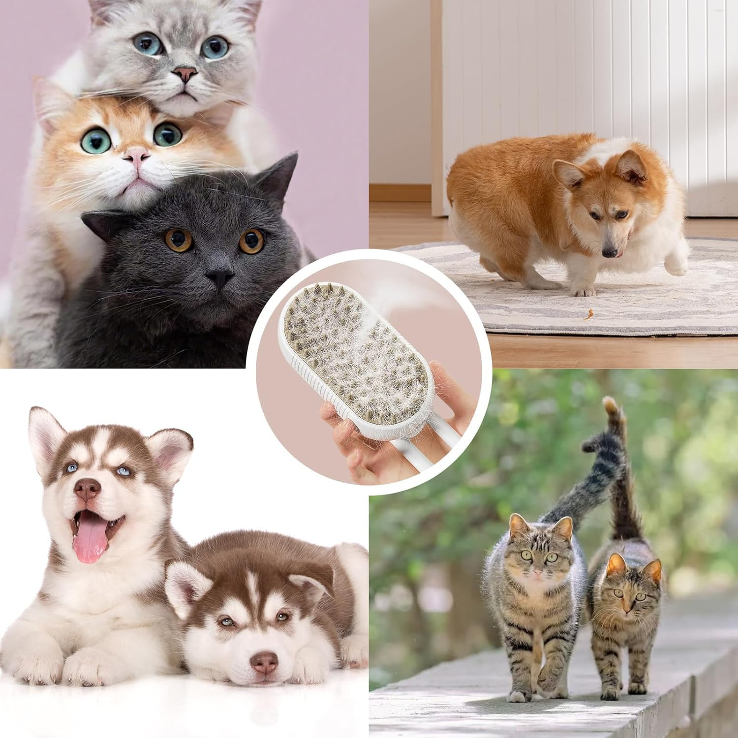 Cat Steam Brush for Cat and Dog, Rechargeable Pet Steam Groomer Comb with 360&deg; Rotating Handle, Steamy Cat Grooming Brush for Pet Long Haired & Short Haired Shedding image number 2