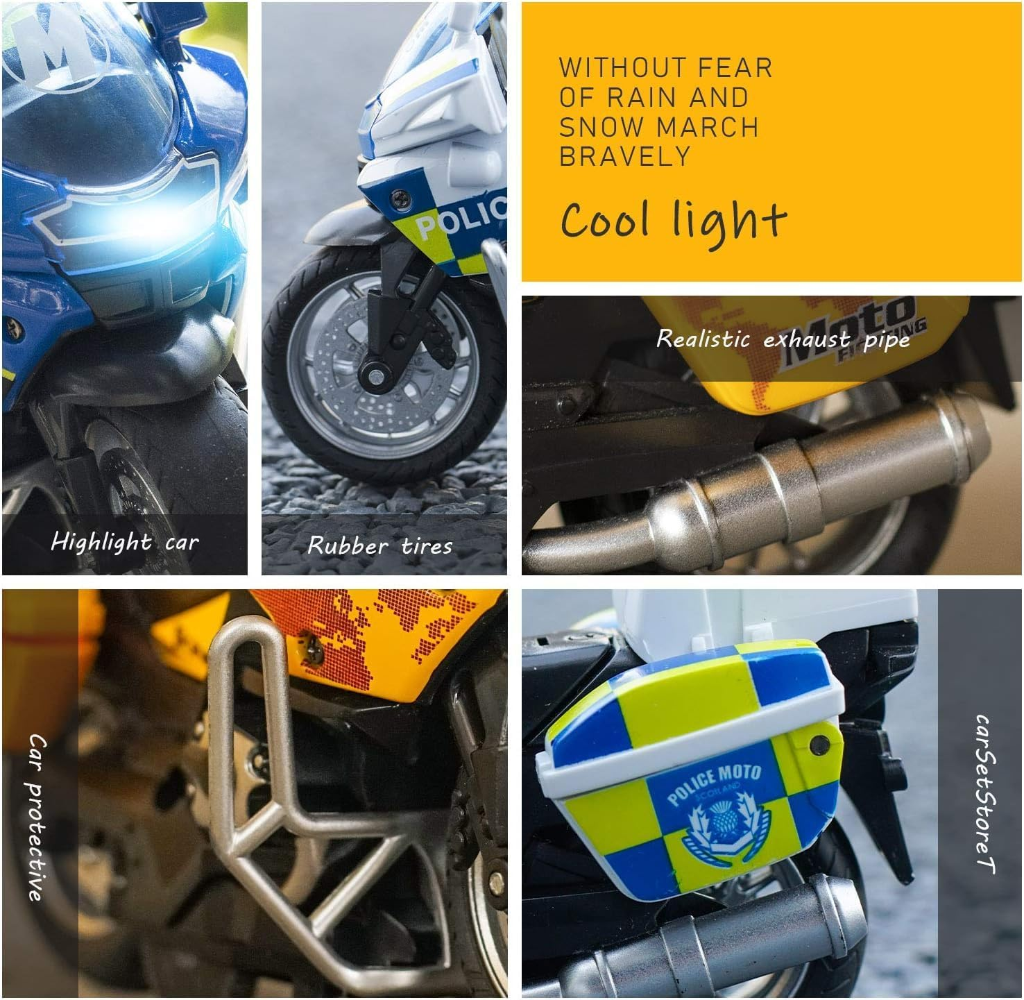 Die Cast Toy Motorcycle Model - Pull Back Vehicles with Sounds and Lights, Motorcycle Toys for Kids 3-9, for Youngsters Who Are into Collectible Scaled Cars and Motorcycles (Blue) image number 2