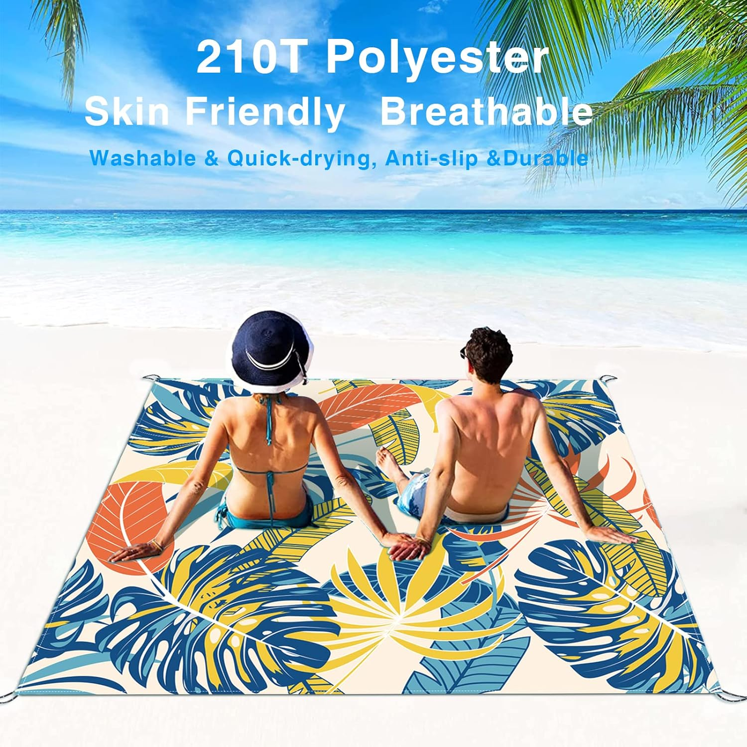 Beach Blanket Sandproof, Waterproof Beach Mat Oversized 79 X 83 Inch for 4-6 Adults, Lightweight Beach Blanket for Outdoor Travel Camping Hiking