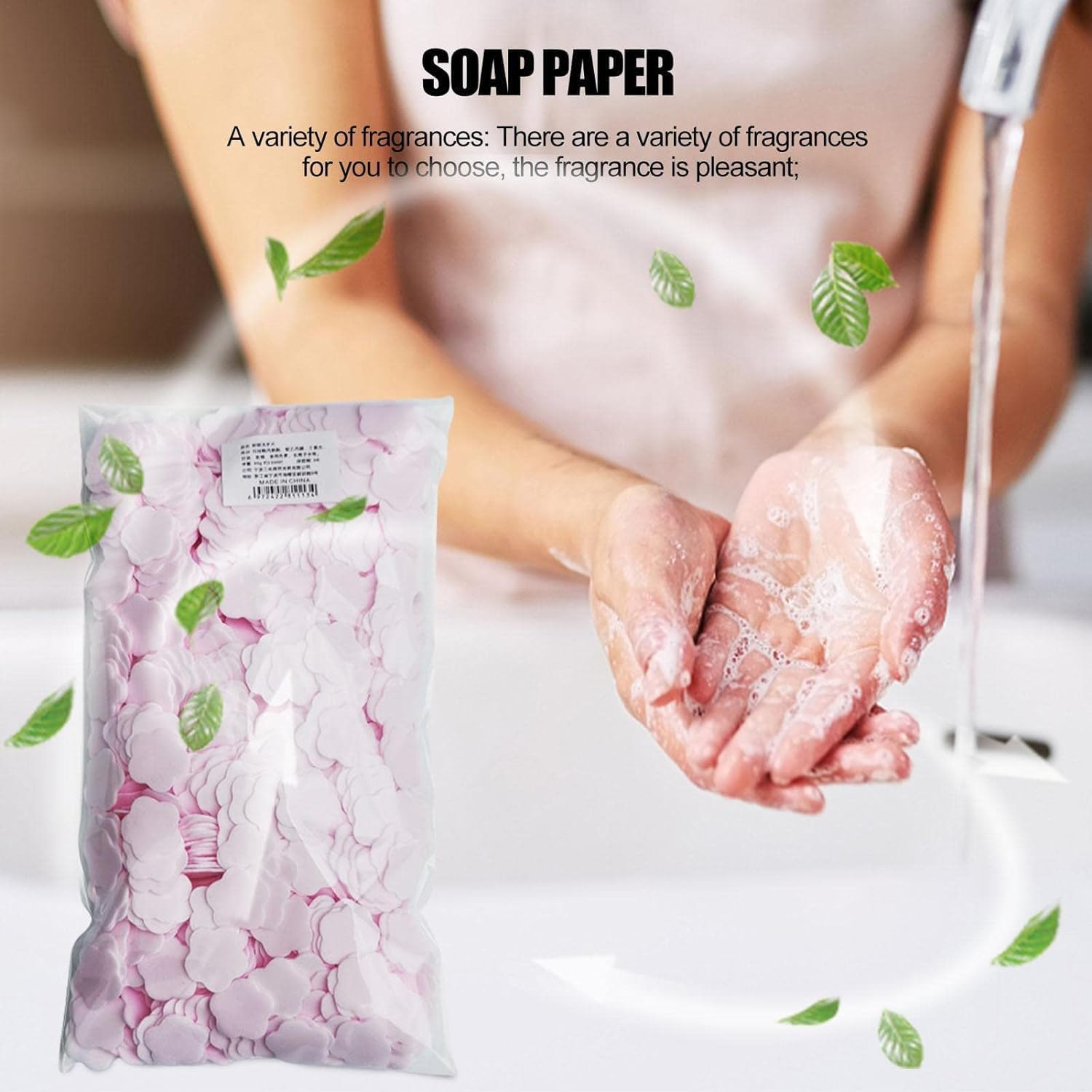 1000 Sheets/1 Pack Pink Disposable Paper Soap,Portable Hand Washing Petals Travel Hiking Washing Hand Bath for Women and Men Paper Soap Fragrance Hand Wash image number 4