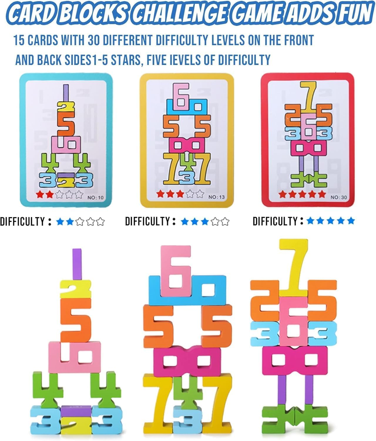 Montessori-Inspired Wooden Number Building Blocks-Wooden Number Blocks for 3+ Years Old Kids,Balance Competition Toy &ndash; Unlock Your Child&rsquo;S Potential (Boxed Version) image number 5