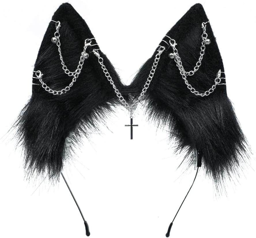 VIGVAN Handmade Wolf Fox Ears Animal Cosplay Cute Head Accessories for Halloween