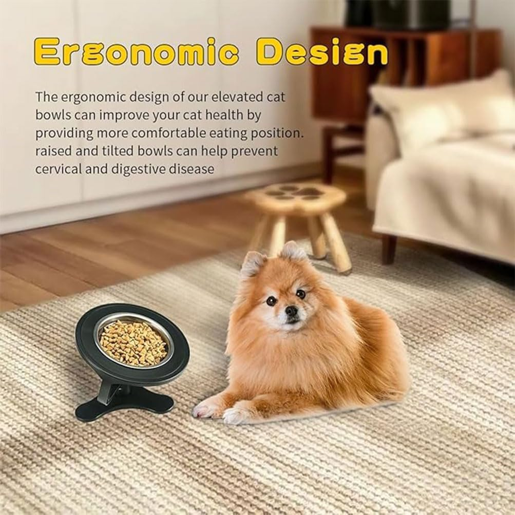 Dog Bowl Holder Height Adjustable Dog Bowl 0 to 20 Degree Tilted Neck Protection Pet Bowl Non-Slip Dog Feeder for Small Dogs Cats Pets Dry and Wet Food (2 Pcs) image number 3