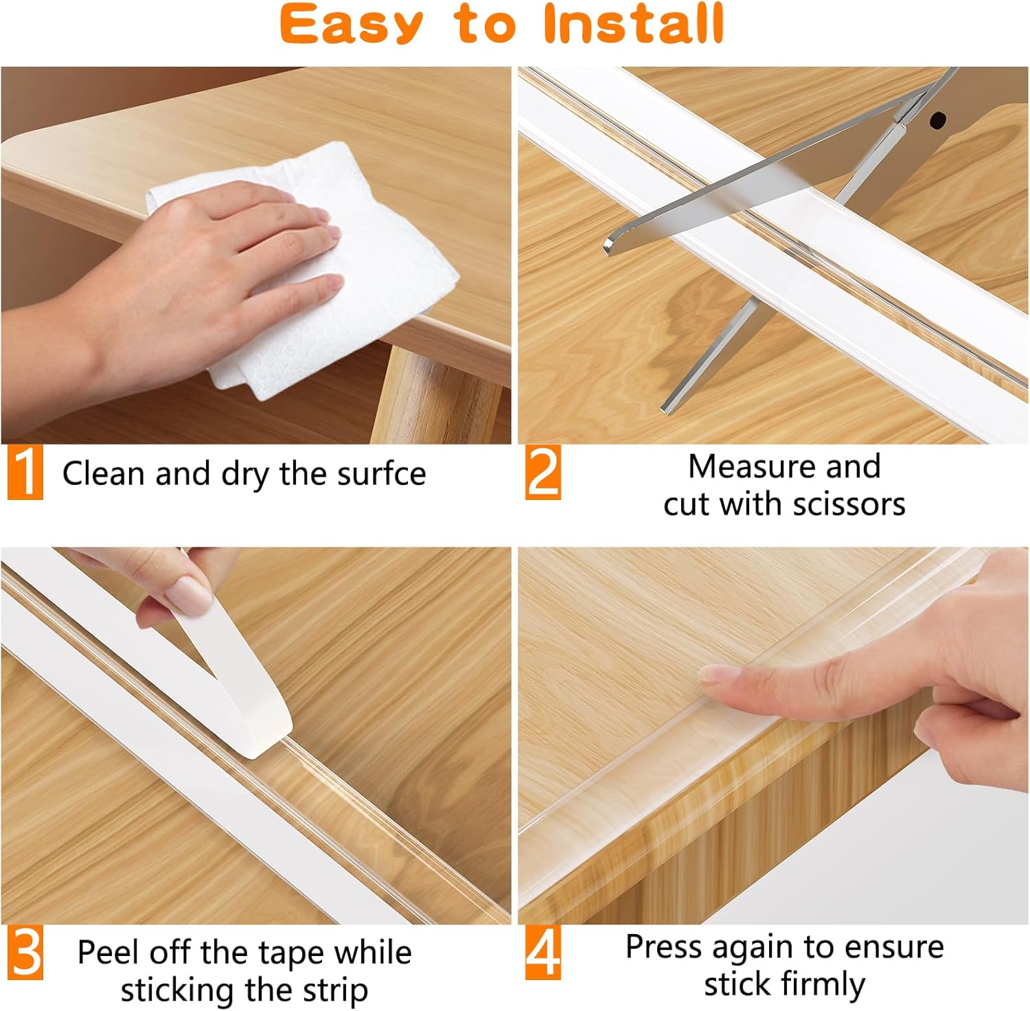 Corner Protectors Transparent, E-PRONSE 20Ft Furniture Table Edge Protectors Soft Silicone Bumper Strip with Strong Adhesive Tape for for Cabinets, Tables, Drawers, Household Appliances image number 1