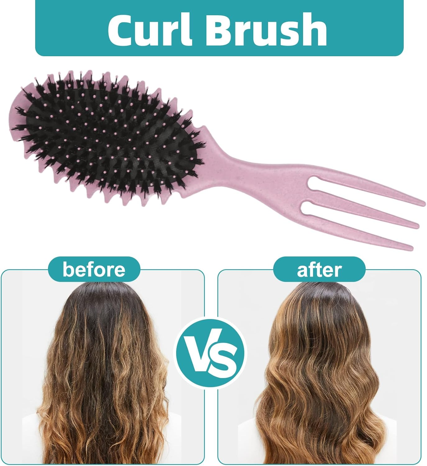 Boperzi Curly Hair Brush, Curl Brush, Boar Bristle Hair Brush Styling Brush, 2024 New Curly Hair Brush for Detangling for Combing Men and Women (Pink) - Pink image number 6