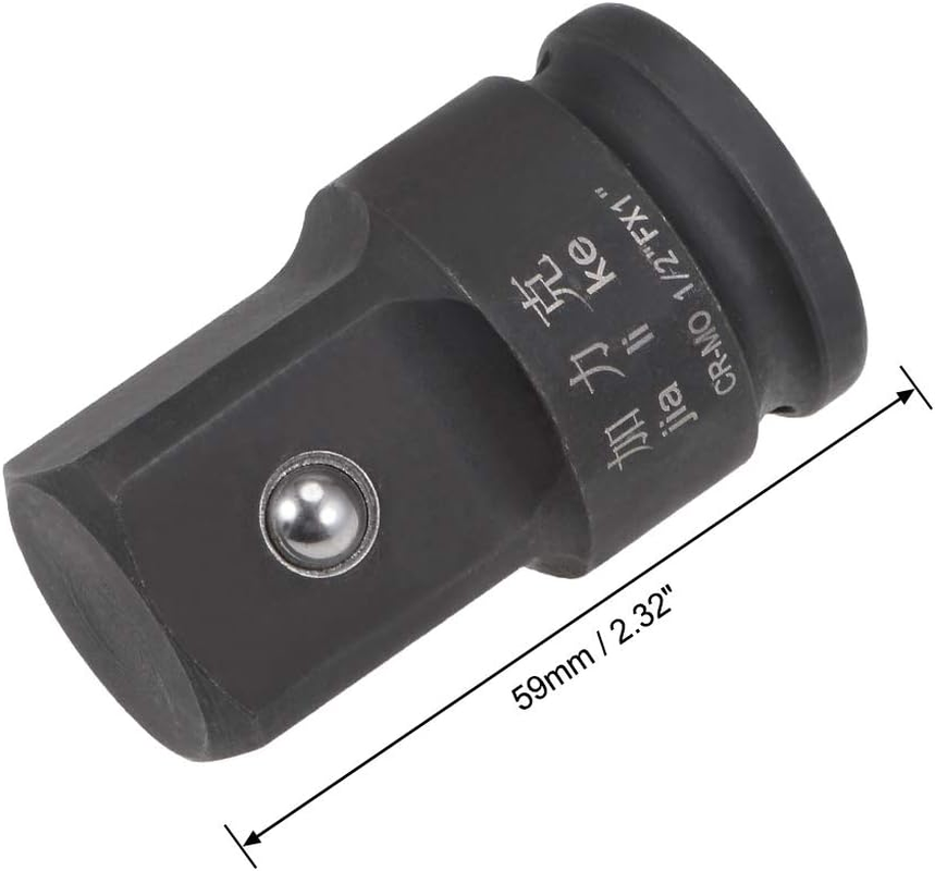 Uxcell 1/2" Drive (Female) X 1" (Male) Impact Socket Adapter for Use with Air Impact Wrenches, Breaker Bars, Ratchets, CR-MO Steel image number 1