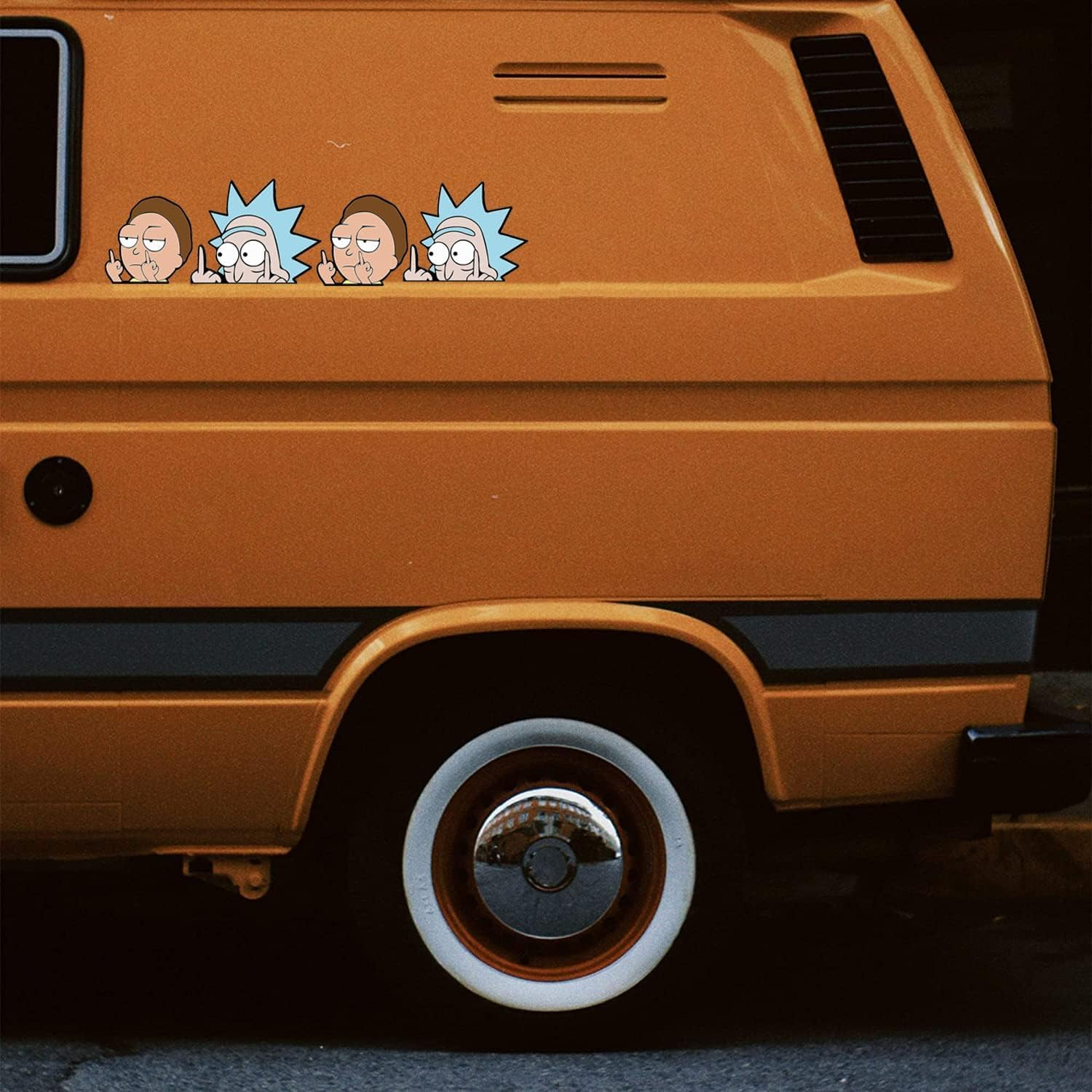 Pack of 4 Reflective Rick and Morty Stickers, Funny Car Stickers, Tuning Stickers, Car Stickers, Funny for Cars, Notebooks, Windows, Etc