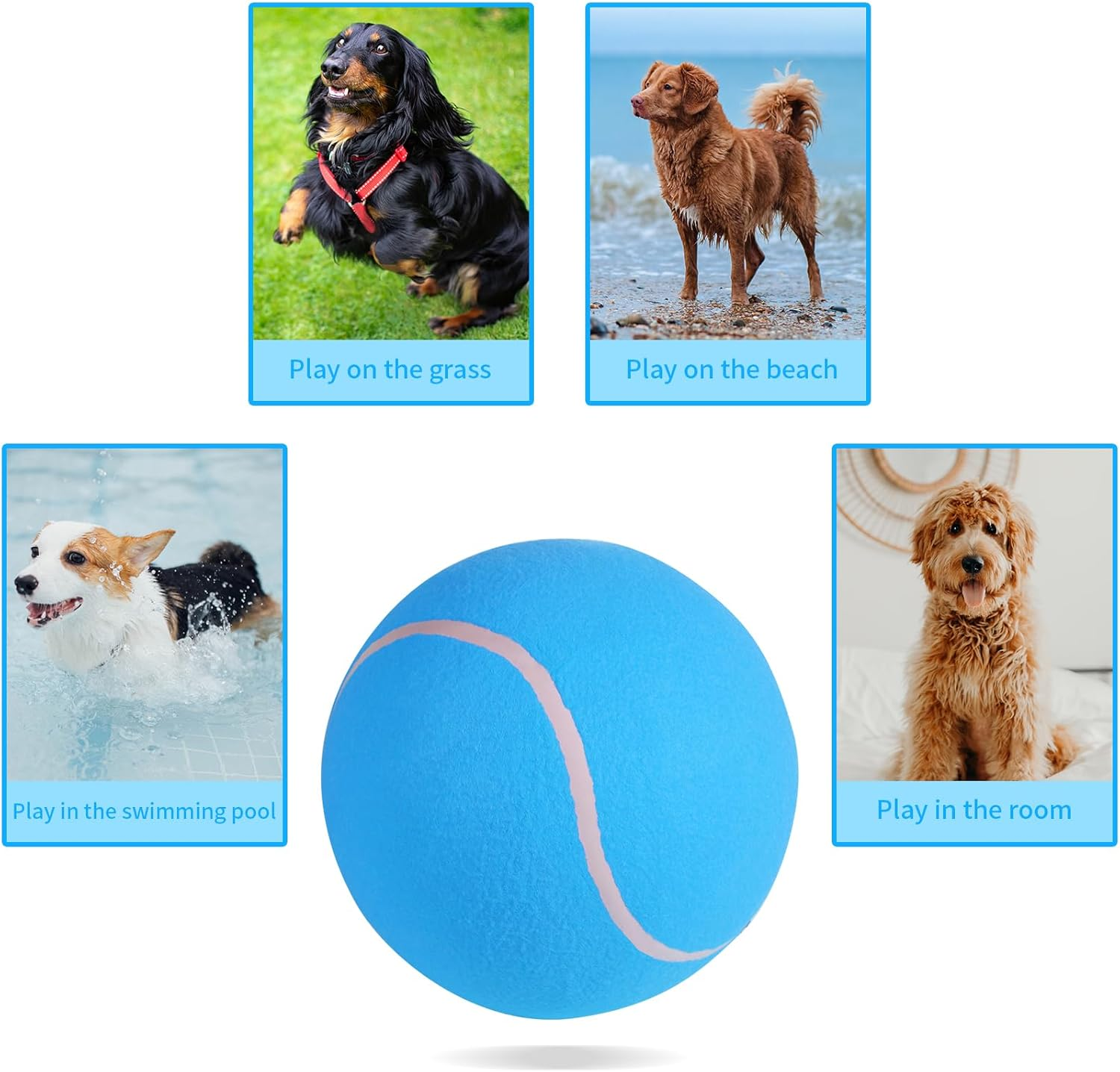 Susu & Wuwu Giant Tennis Ball for Dogs Yellow Big Tennis Ball for Dog Birthday Gift 9.5" Pet Toy Balls for Small/Medium/Large Dogs image number 3
