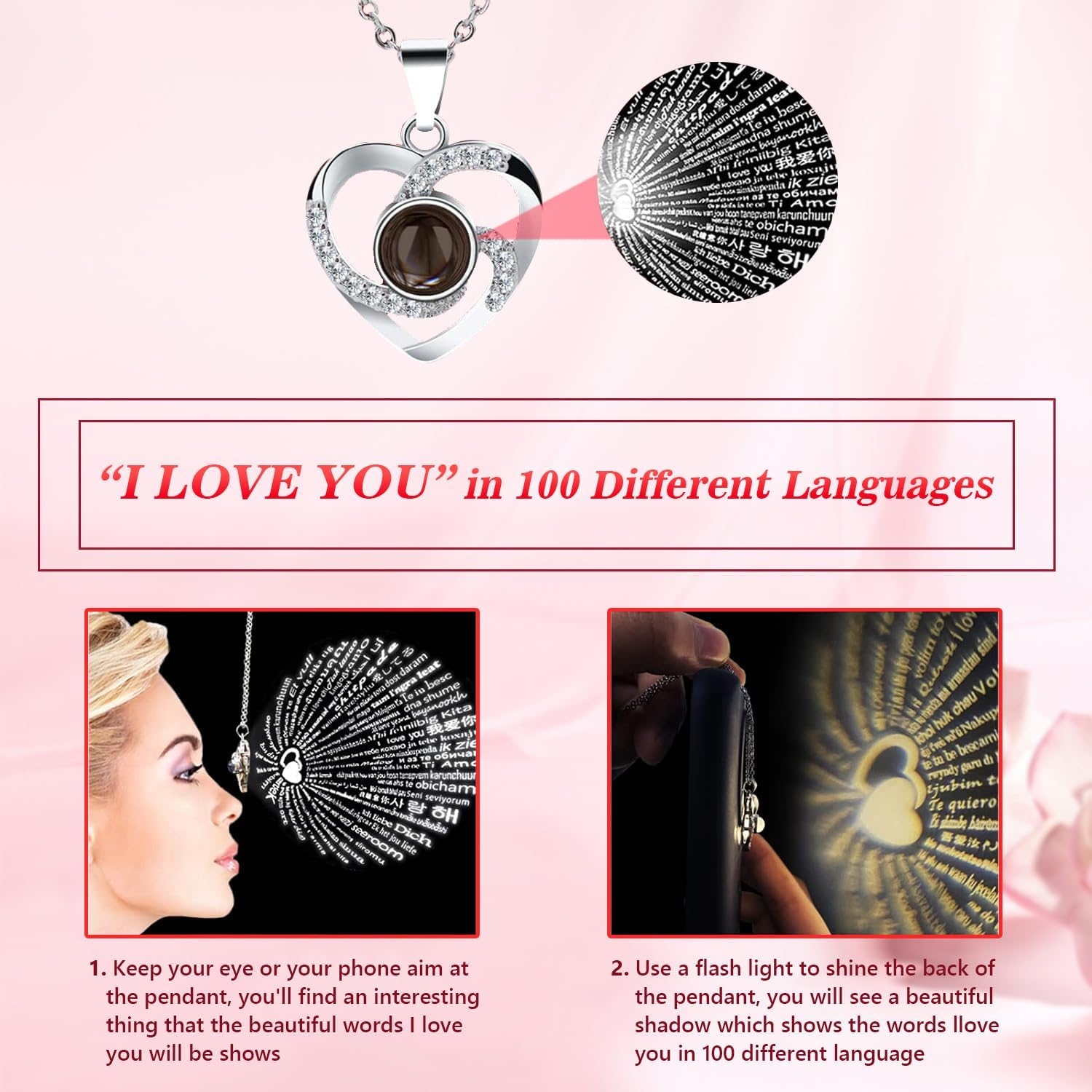 Preserved Red Real Rose with I Love You Necklace -Eternal Flowers Rose Gifts for Mom Wife Girlfriend Her on Anniversary Mothers Day Valentines Day Christmas Birthday Gifts for Women image number 1