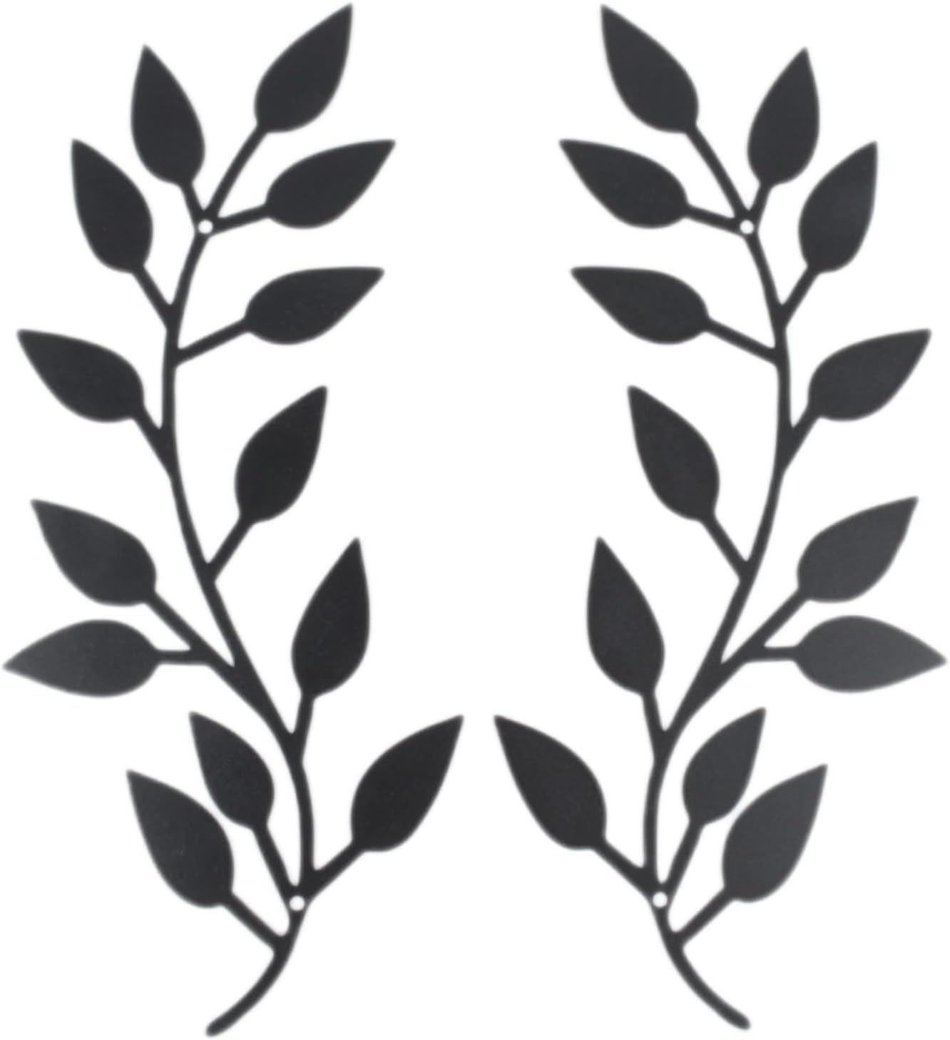 2 Pieces Metal Leaf Leaves Wall Hanging Decor - Olive Branches and Leaves Modern Wall Art above Bed, Outdoor (Black, One Size) image number 4
