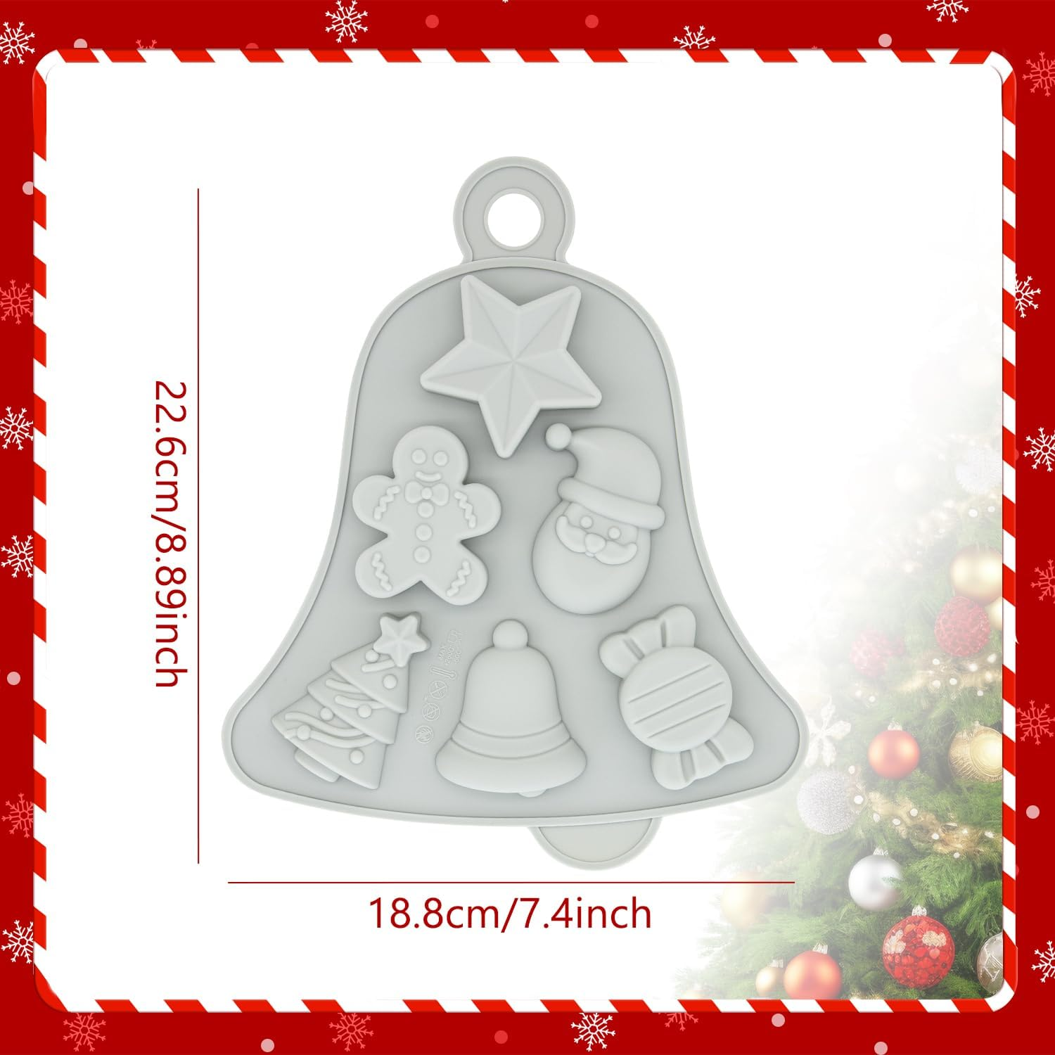Christmas Silicone Mold, 6 Cavities Christmas Chocolate Mold Christmas Tree Santa Claus Gingerbread Man Shapes Cake Moulds for Xmas DIY Candy Jelly Ice Cube Muffin Cake Baking Molds Y7LDMJ