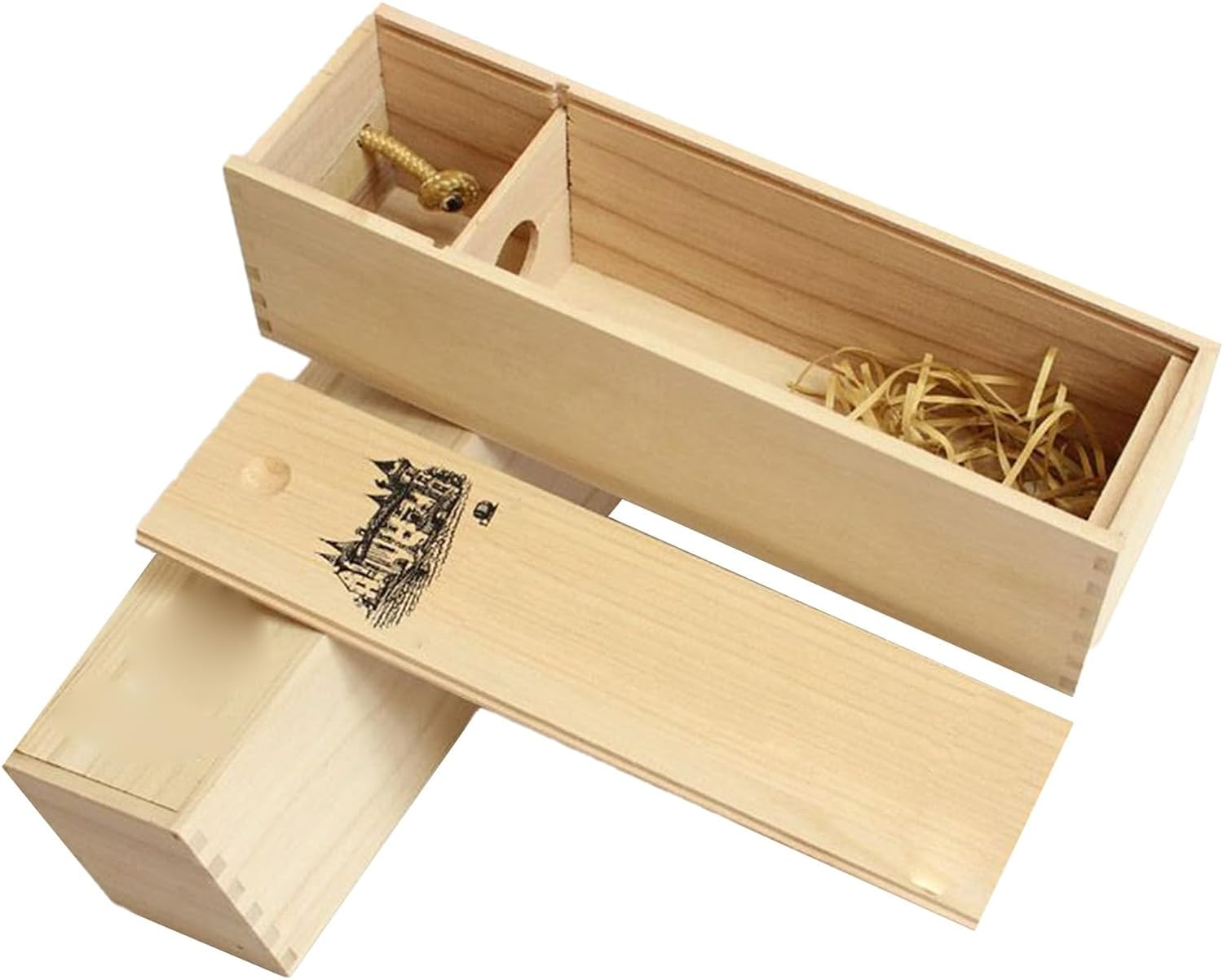 Wooden Wine Box, Wood Grain Single Wine Wooden Box Home Decor for Hotel, Single Bottle Wine Gift Boxes Decorative Storage Box for Birthday Party Gifts, Housewarming, Wedding image number 1