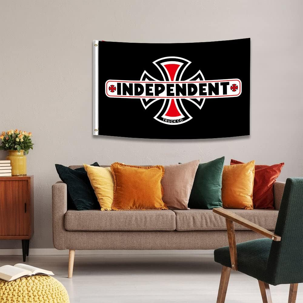 Eksent Independent Flag 3X5 Feet Trucks Huge Logo Banner Skateboard Skate Spell Out Pop Pattern Youth Flag(Duplex Printing,Bright & Vibrant 150D Polyester,Brass Grommet Design Is Durable)