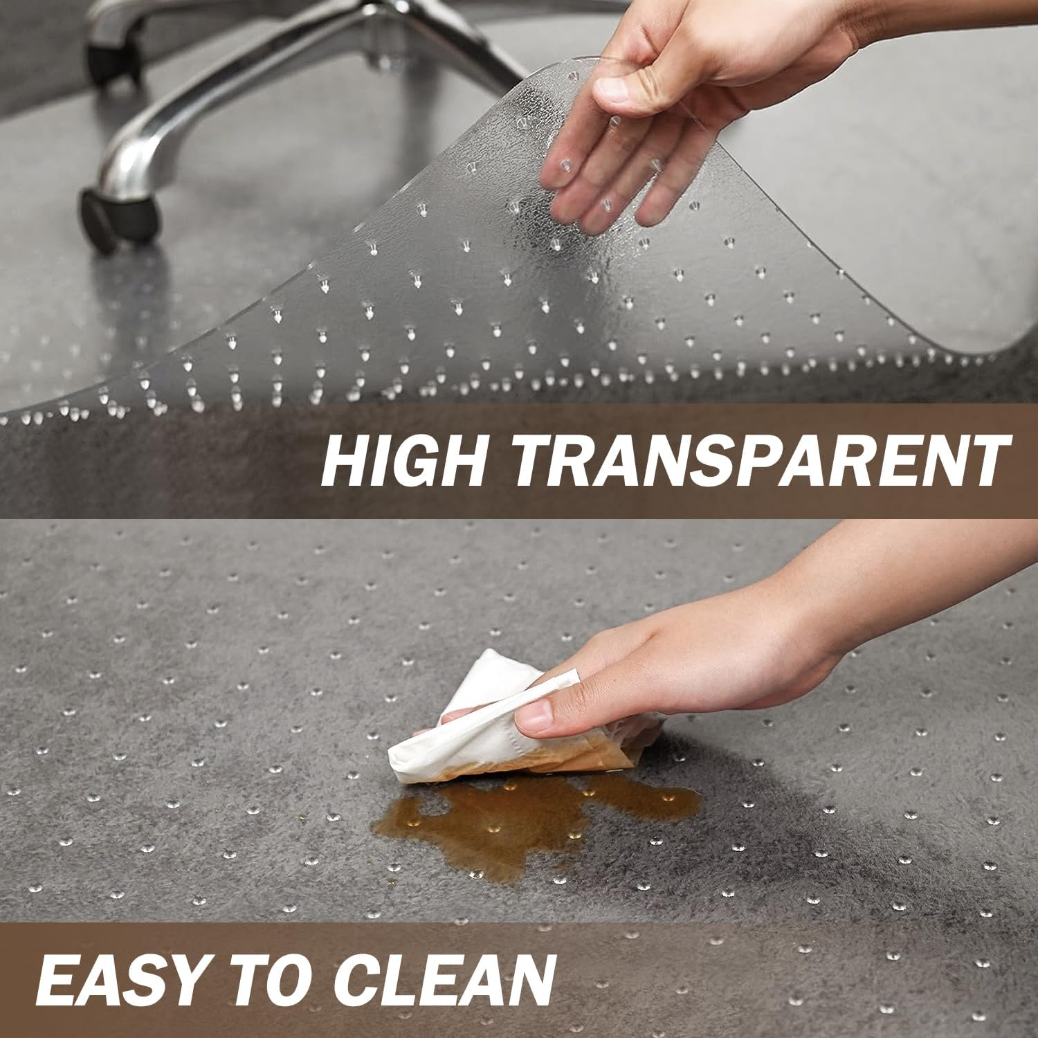 Carpet Protector Mat, 140X90Cm Anti-Slip Floor Mat for Office, Desk & Gaming Chairs image number 4