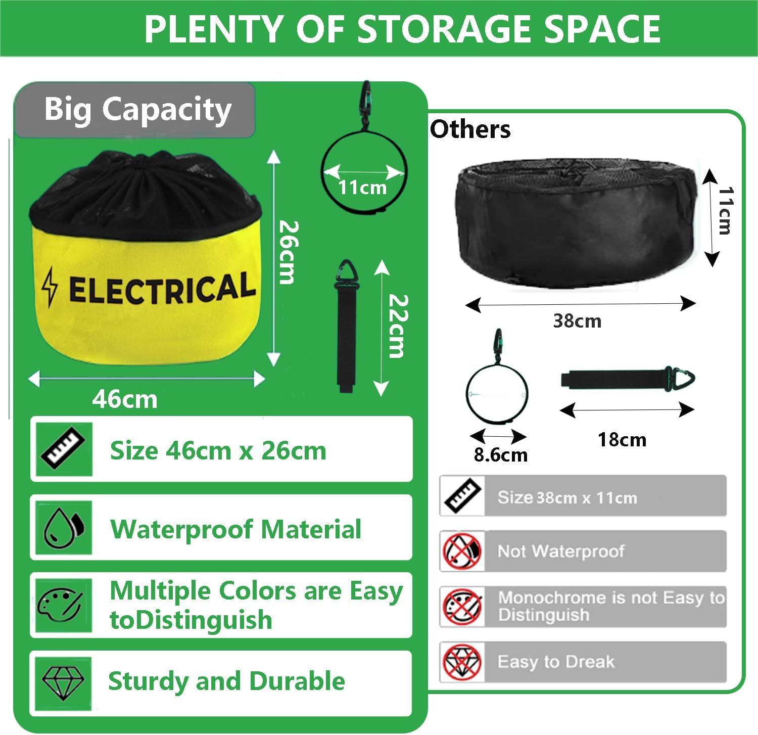 4 Pack Waterproof RV Hose Storage Bag with Identification Tags for RV Storage and Organization,4 Colors for Sewer Hoses, Fresh Water Hoses, Electrical Cords, Camper Tools Accessories