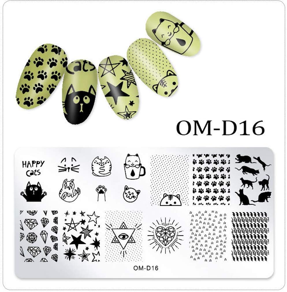 WOKOTO 5Pcs Nail Art Plates Stamping Set Fruit Animal Cat Panda Mandala Image Design Plates Stamping Nail Art Kit image number 6