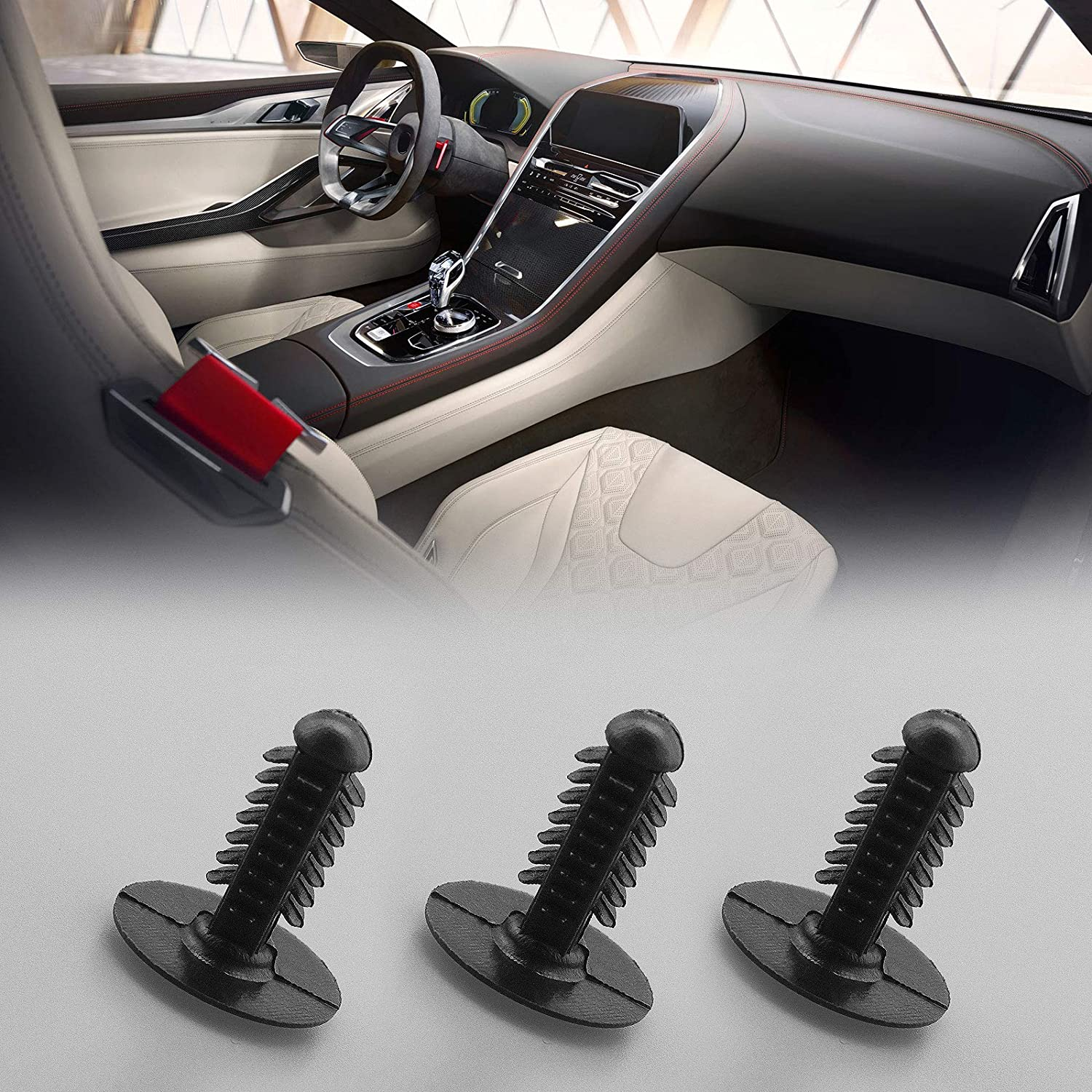 Emsea 100Pcs Fir Tree Trim Clip Car Interior Tree Buckle 8Mm Hole 18Mm Head Compatible with GM Compatible with VW image number 5