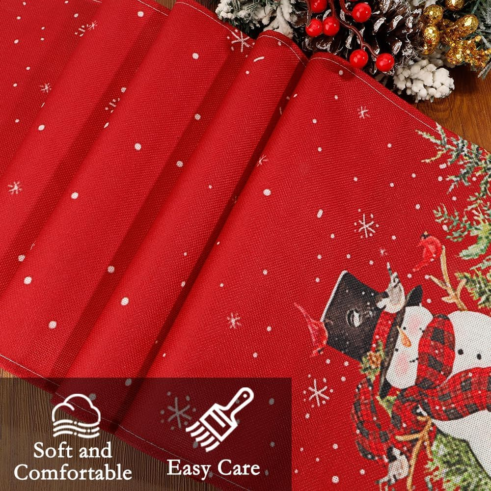Christmas Table Runner Christmas Decorations Christmas Table Runners for Table Snowman Trees Snowflakes 13X72 Inch Winter Table Runner Christmas Table Decorations for Christmas Holiday Home Decor image number 5