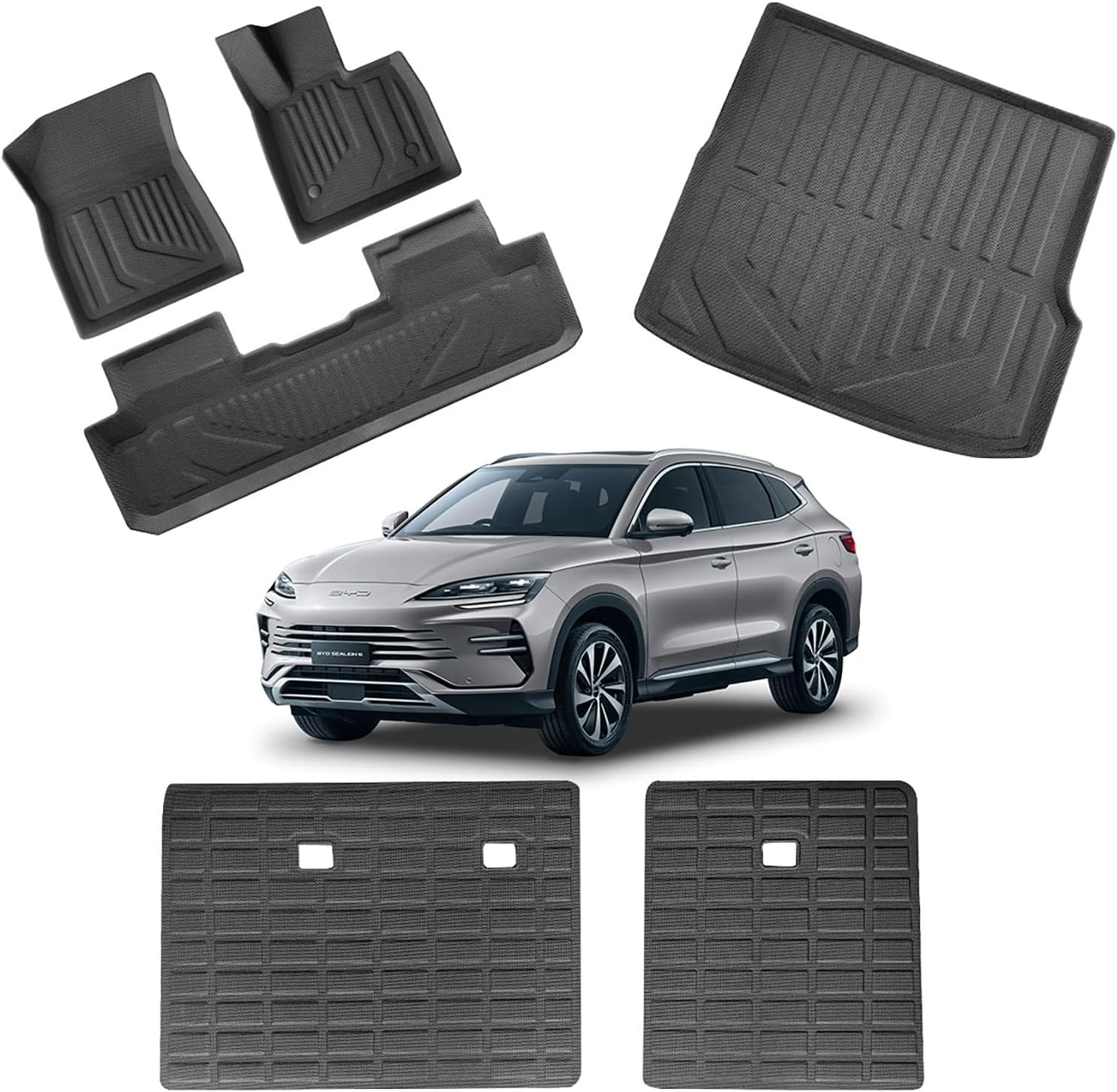 For BYD Sealion6 2025-2026 XPE 3D Floor Mats and Trunk Mats and Second Row Seat Back Mat Durable Noise-Reducing Rubber High Performance Waterproof Wrinkle Resistant and anti Slip(Au RHD 6 PCS) image number 4