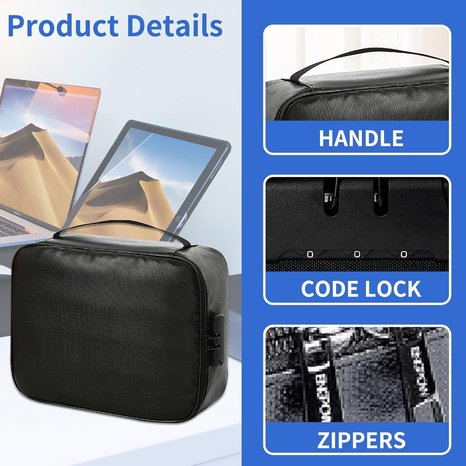 Fireproof Document Bag with Lock - Safe Box Fireproof Waterproof,Fireproof Safe Document Organizer for Travel, Fireproof File Storage Bag with Lock 28 * 37 * 10Cm image number 2