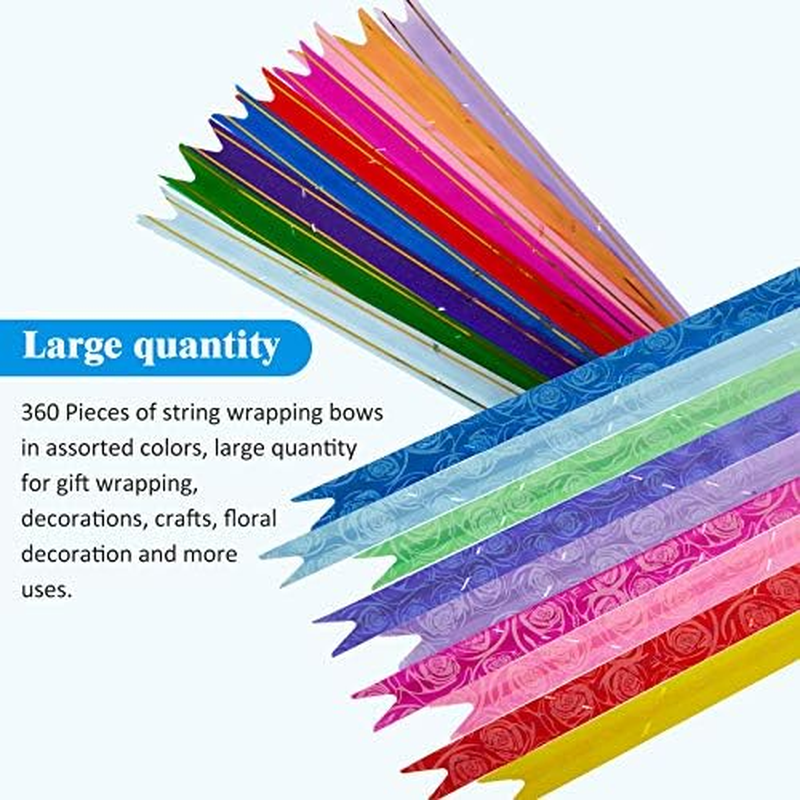 Syhood 360 Pieces Ribbon Pull Bow Present Basket Pull Knot Present String Wrapping Bows for Christmas New Year Thanksgiving Party Ornament, 1.8 Cm/ 1.5 Cm Width, Assorted Colors