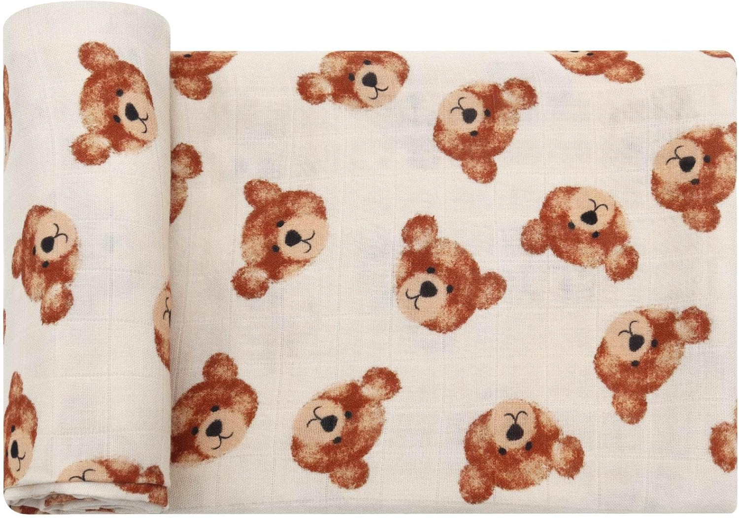 Lifetree Baby Swaddle Blankets, Muslin Wraps Unisex Newborn Receiving Blanket for Boys & Girls, 70% Viscose from Bamboo and 30% Cotton, Soft, Breathable, Large 120 X 120Cm Eucalyptus Pattern