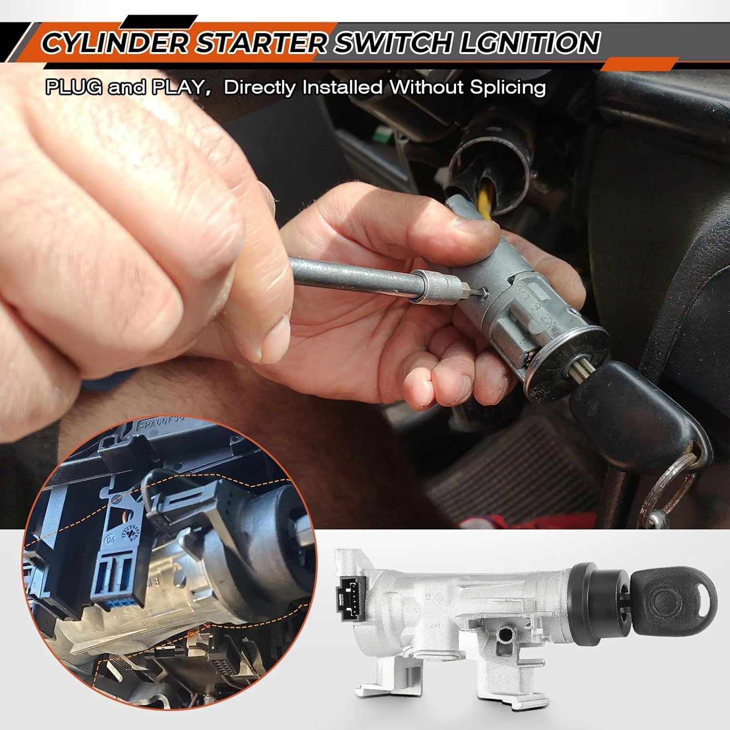 Ignition Switch Kit Lock Cylinder for Volkswagen VW Golf Jetta 2005-2011 MK5 Audi A3 2003-2013 R8 Replace 1K0905851B 1K0905865 5Q0905865A Ignition Lock Cylinder with Key Ignition Switch