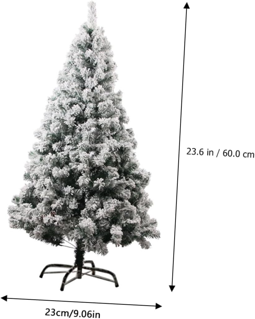 Artificial Snowy Xmas Tree Decoration 60Cm 70-Branch Simulation Xmas Tree with Dense Flocking, White Velvet Christmas Ornament for Home Holiday Festival Random Style image number 1