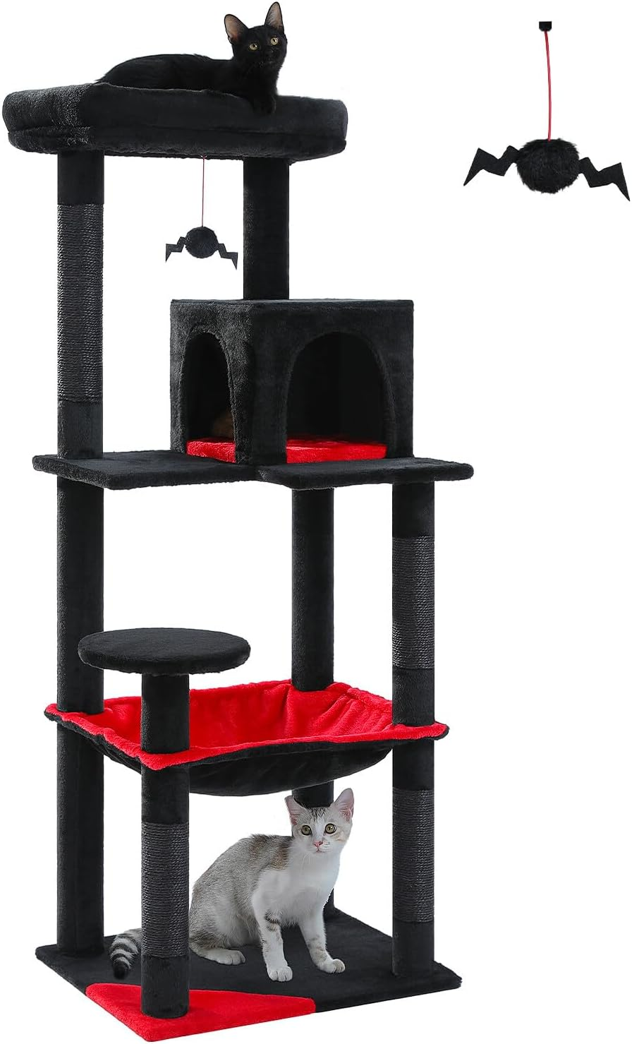 PAWZ Road Cat Tree 143Cm Cat Scratching Post Multi-Level Play Tower with a Large Hammock and Top Perch Home Pet Furniture Beige