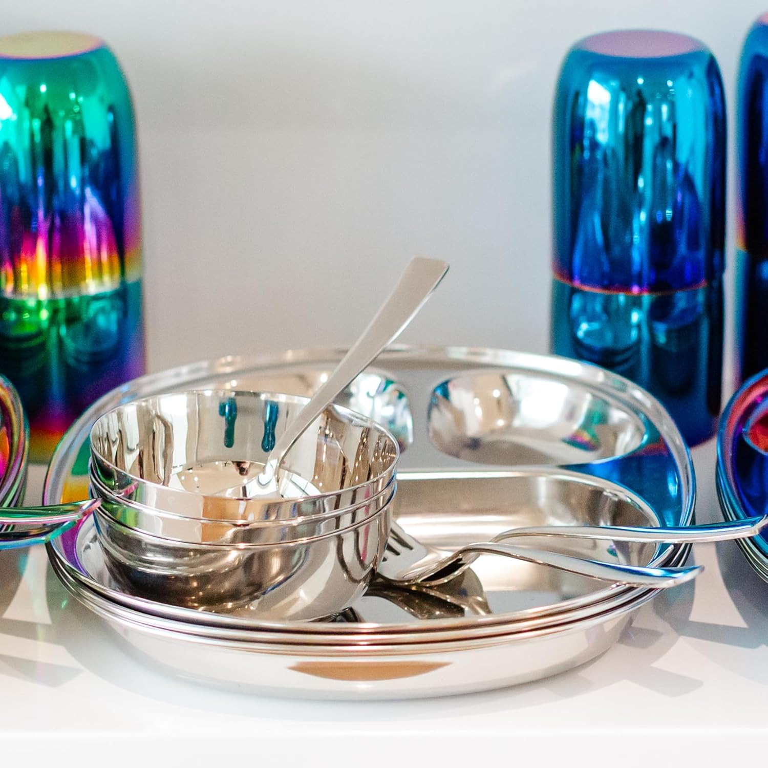 Ahimsa Stainless Steel Kids Utensils - Kids Fork and Spoon Set, Pediatrician Designed Toddler Silverware Set, 100% BPA Free & Dishwasher Safe (Classic) image number 6