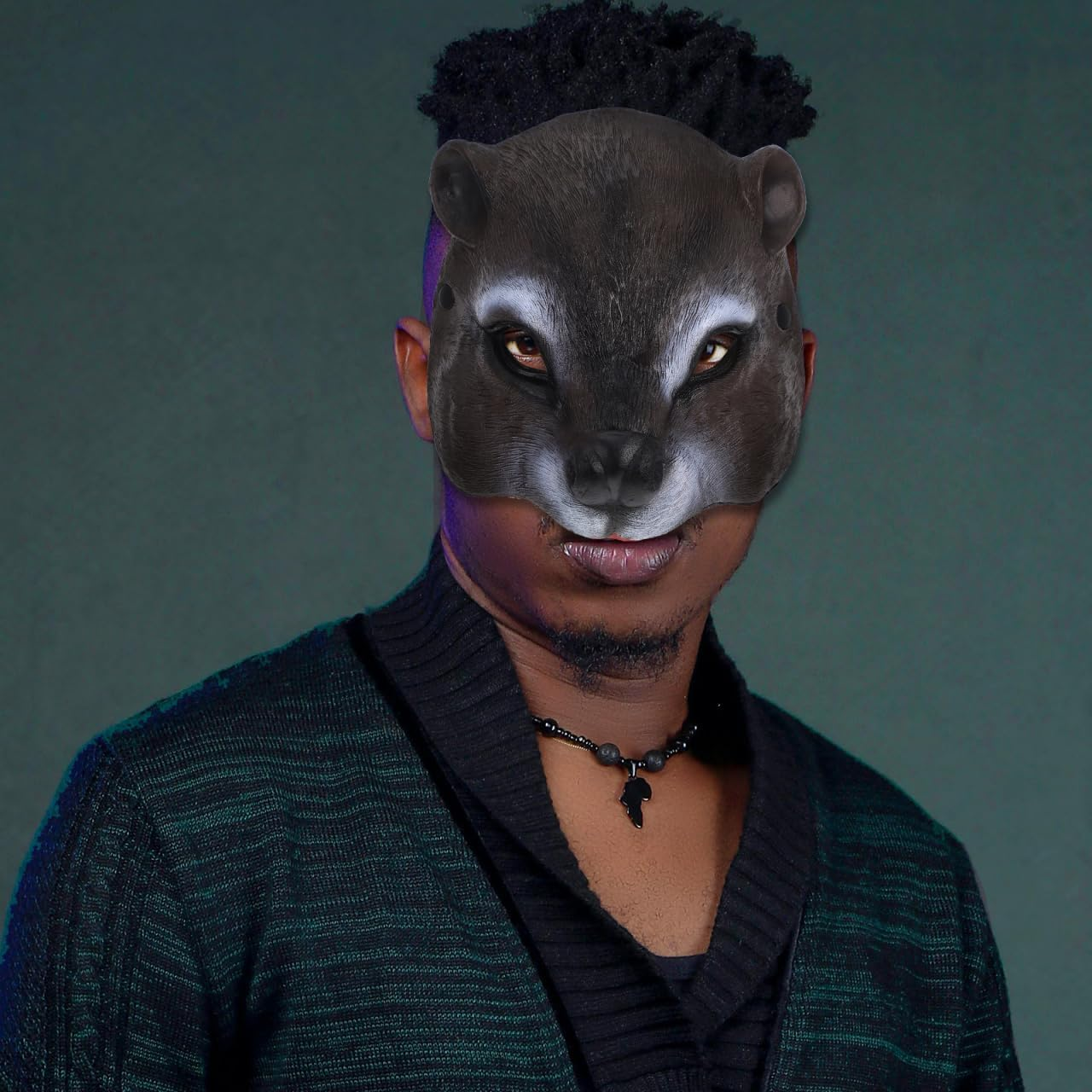 Squirrel Mask Half Face Pu Masquerade Mask for Adults Realistic Animal Cosplay Costume Party Accessory with Fine Detail Design image number 6