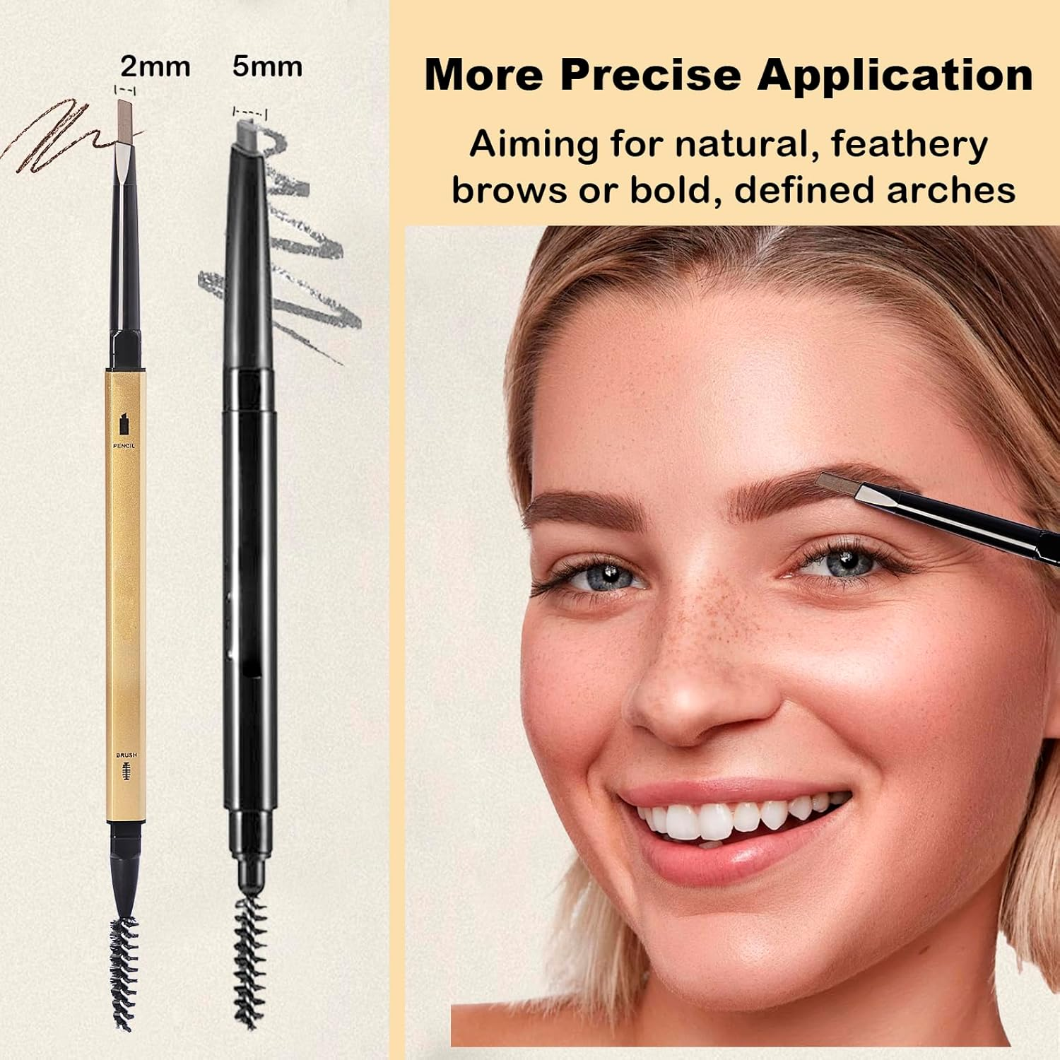 Eyebrown Pencil | Gray | Long-Lasting Eyebrow Pencil for Soft Textured Natural Daily Look Eyebrow Makeup | Ultra-Precise Tip, Creamy Formula, Highly Pigmented, Soft Matte Finish, Vegan Formula, Dual-Sided, Fills Brows Makeup image number 6