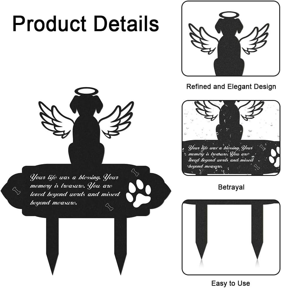 Dog Grave Marker, Dog Cemetery Decorations for Grave, Dog Memorial Plaque Garden Stake Metal Grave Marker, Dog Remembrance Stake for Pet Lover image number 4