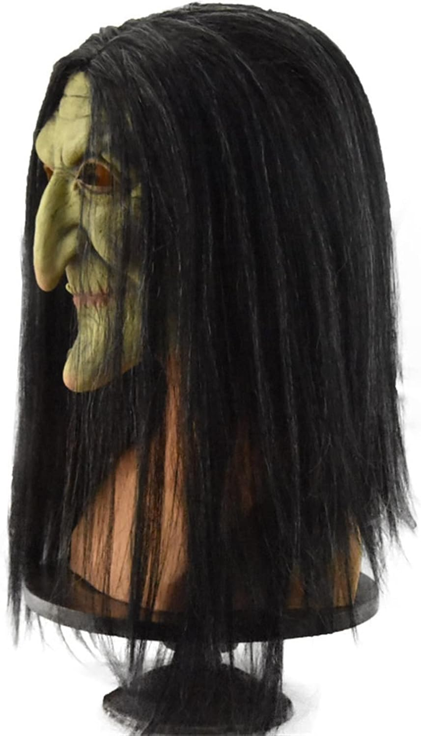 Witch Mask, Horror Witch Mask with Hair Halloween Old Women Scary Latex Witch Mask Cosplay Costume Party Prop (Color : A) image number 1