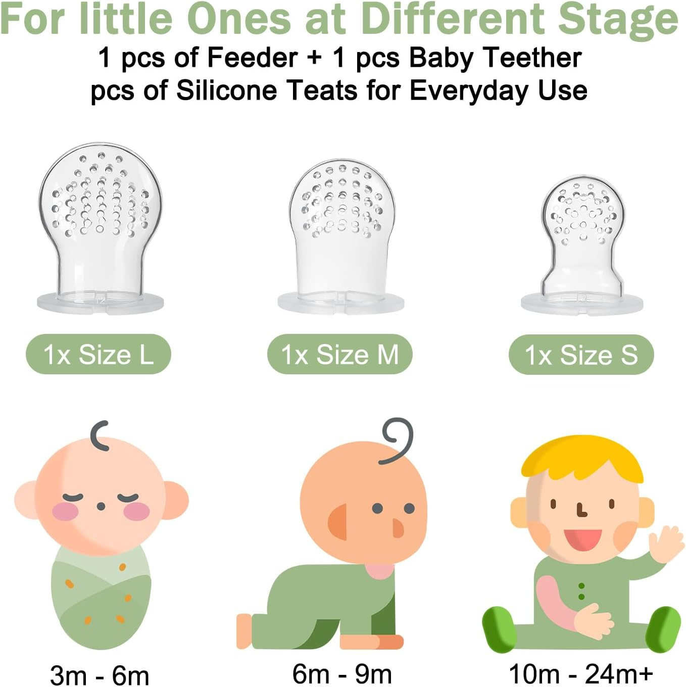 4Pcs Baby Silicone Fruit Food Feeder Pacifier & Breastmilk Popsicle Freezer Molds, Chick Teether Toy & Baby Food Storage Containers Frozen Ice Tray for Baby Feeding Teething Safely, BPA Free image number 2