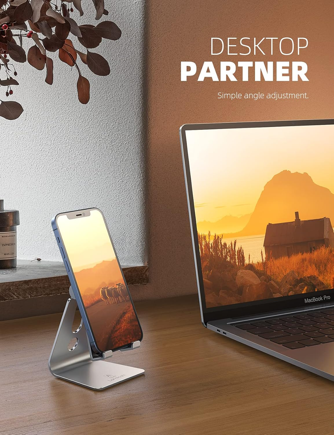 Adjustable Cell Phone Stand, Lamicall Phone Stand : [Update Version] Cradle Dock Holder Compatible with Iphone Xs XR 8 X 7 6 6S plus SE 5 5S 5C Charging, Accessories Desk, Android Smartphone - Sliver