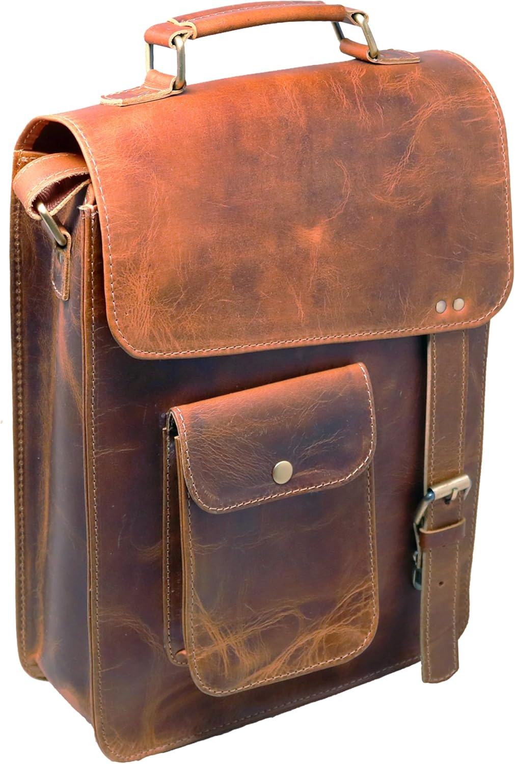 13" Leather Messenger Bag Laptop Case Office Briefcase Men Computer Distressed Shoulder Bag image number 3