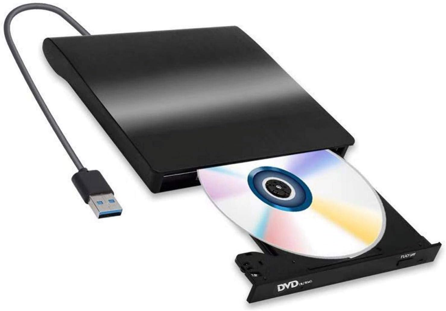 External CD/DVD Drive for Laptop, USB 3.0 Portable DVD CD+/-RW Drive Slim DVD/CD ROM Rewriter Burner Writer, High Speed Data Transfer Pro Desktop