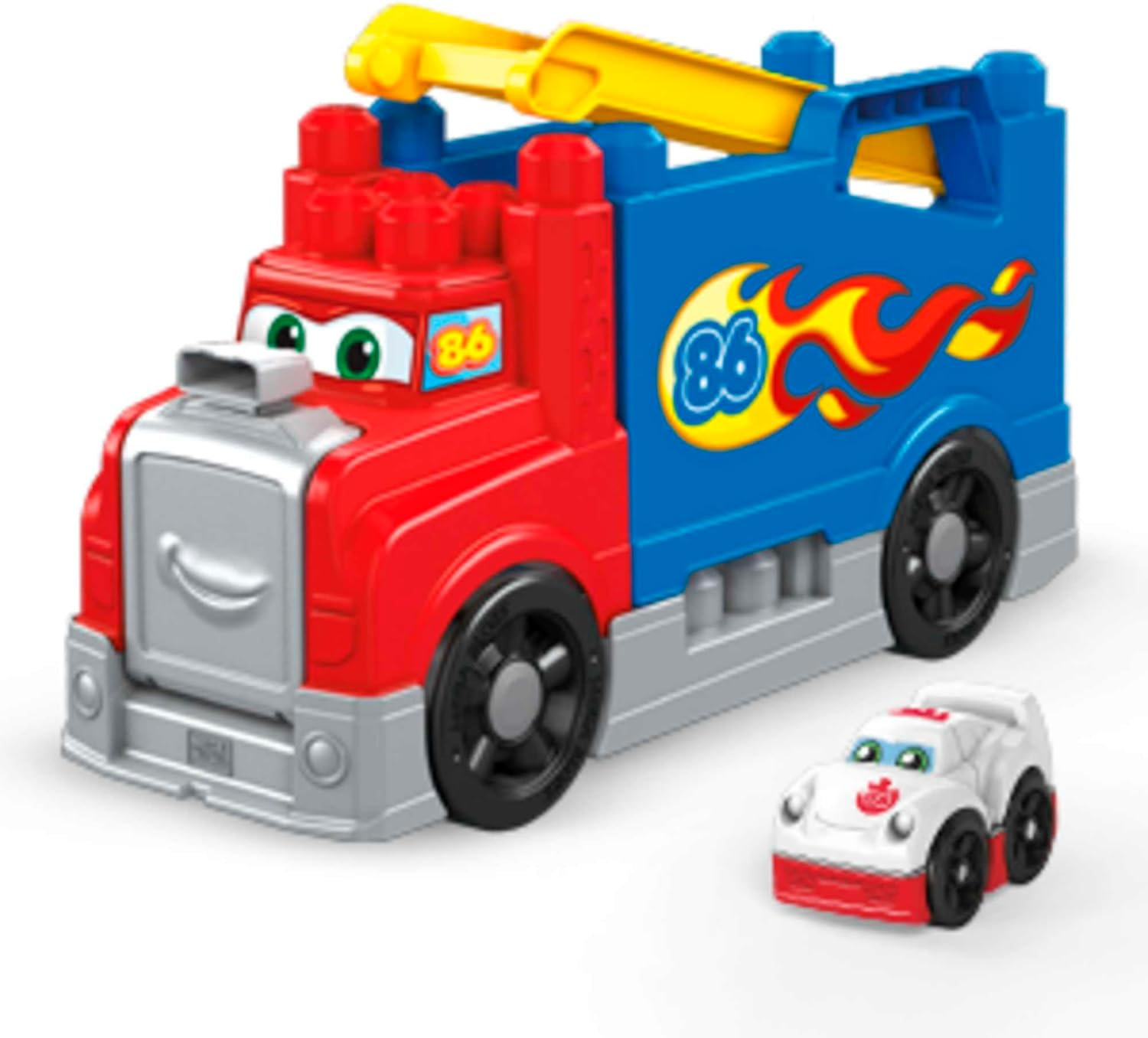 MEGA BLOKS First Builders Toddler Blocks Toy Set, Build & Race Rig with 16 Pieces, Sounds and Storage, Red, Ages 1+ Years image number 4